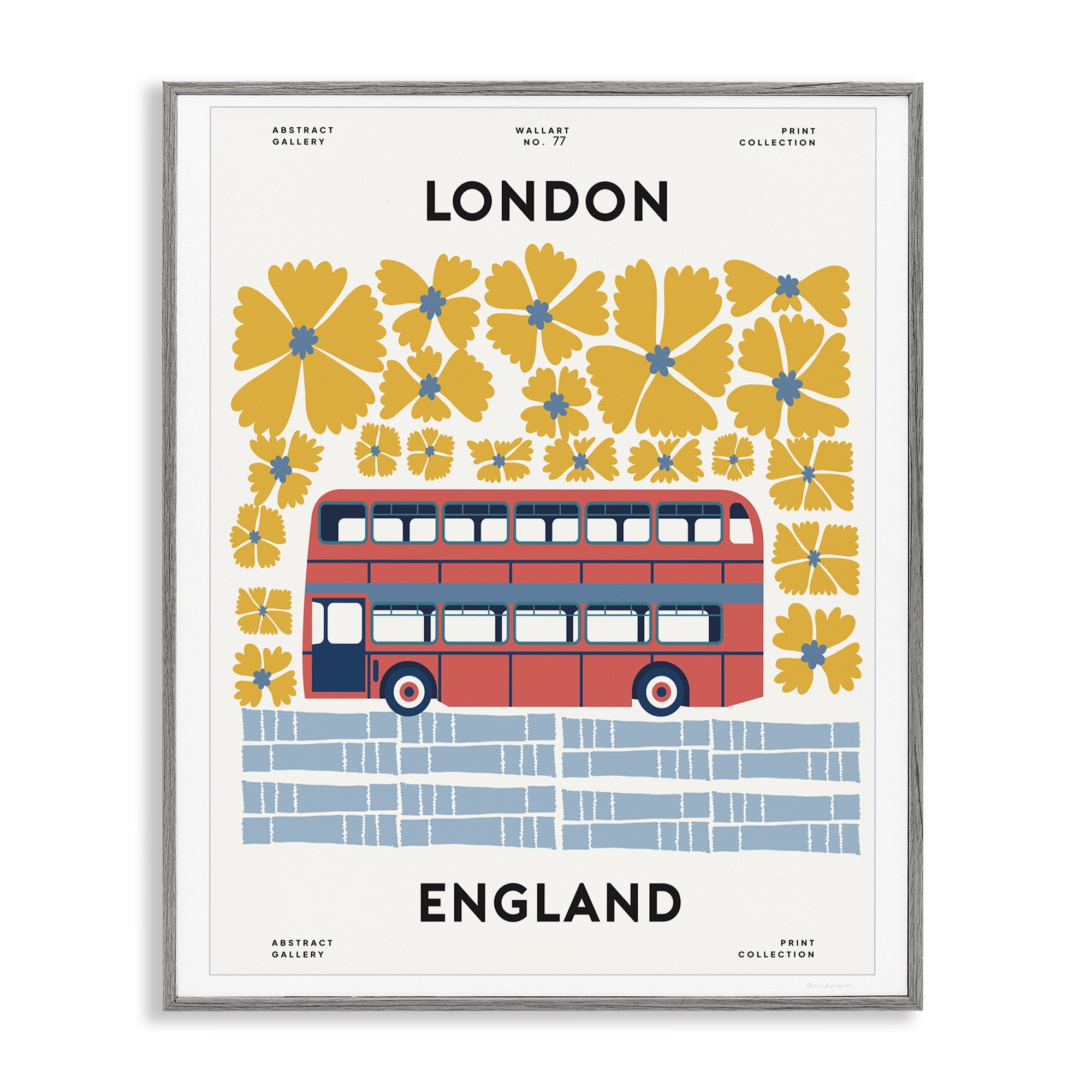 Stupell Industries Groovy London Bus Gray Framed Giclee Art, design by Omar Escalante