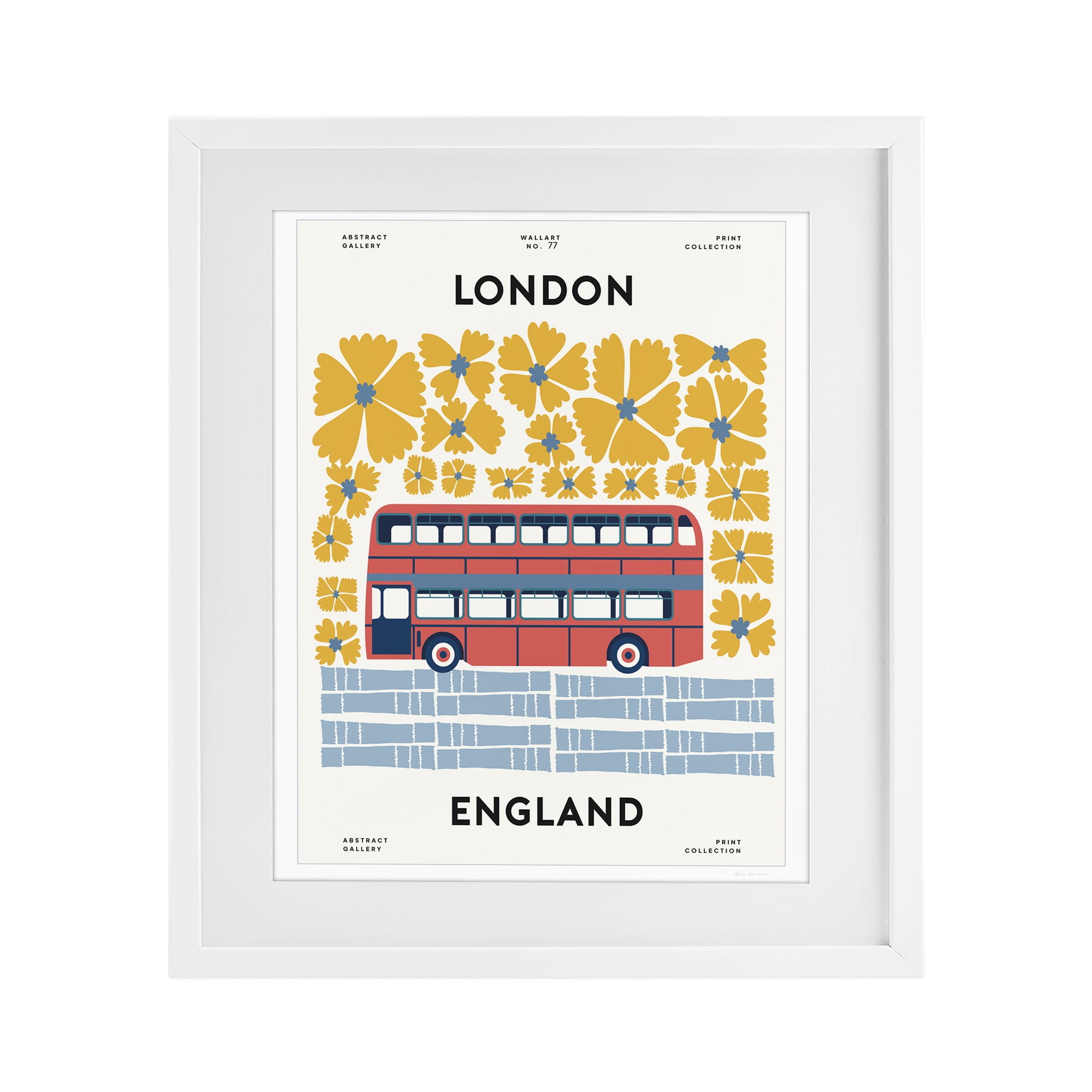 Stupell Industries Groovy London Bus White Framed Print Under Glass, design by Omar Escalante
