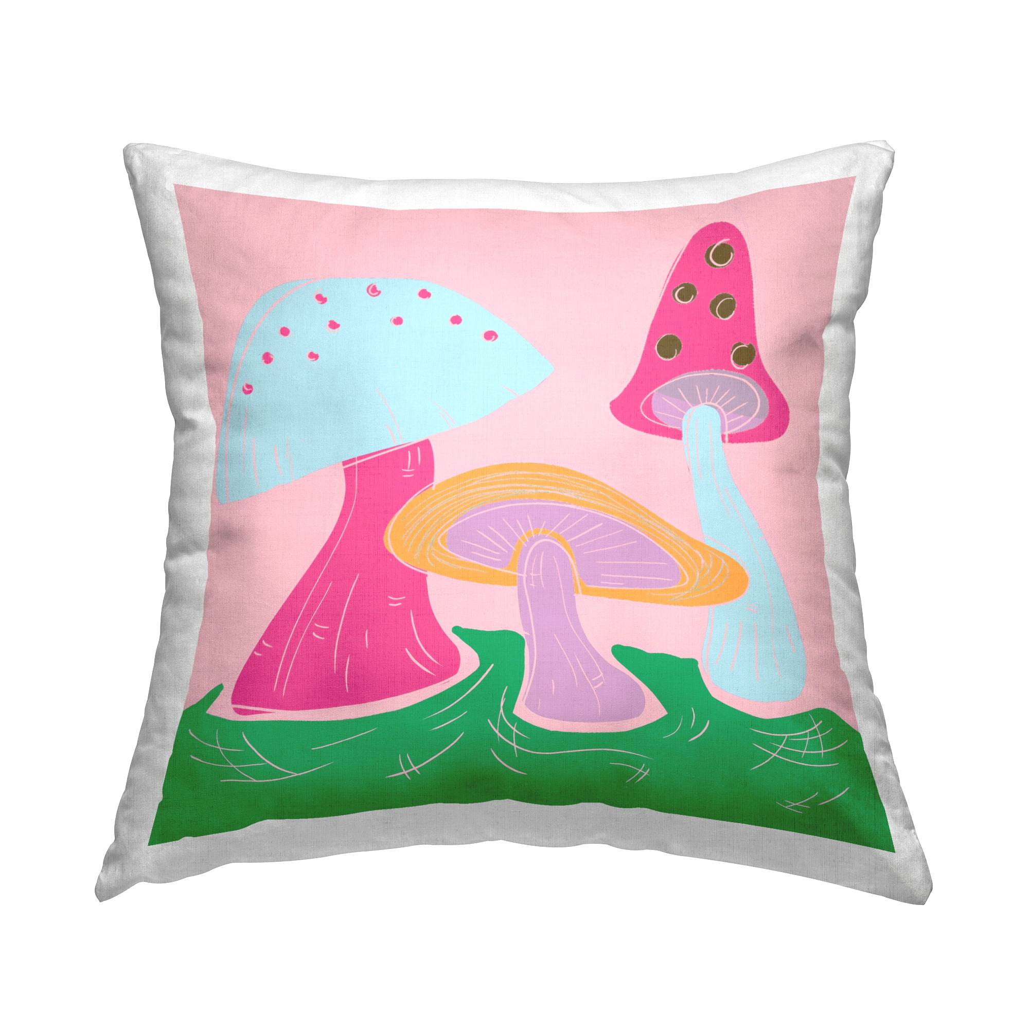 Stupell Industries Groovy Mushrooms Dancing Decorative Printed Throw Pillow Design by Deidre Mosher.
