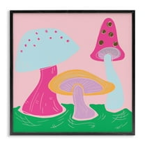 Stupell Industries Groovy Mushrooms Dancing Plants & Flowers Painting Black Framed Art Print Wall Art, 12 x 12