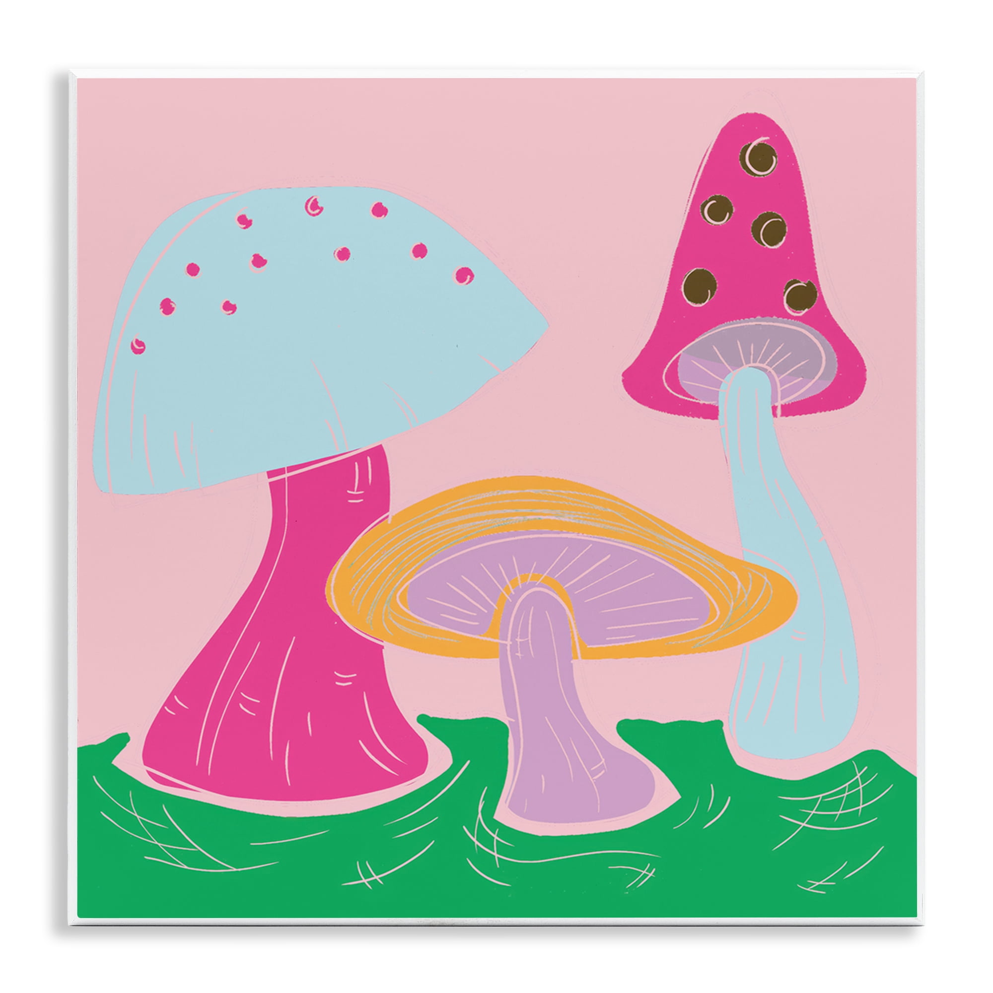 Stupell Industries Groovy Mushrooms Dancing Plants & Flowers Painting Unframed Art Print Wall Art, 12 x 12