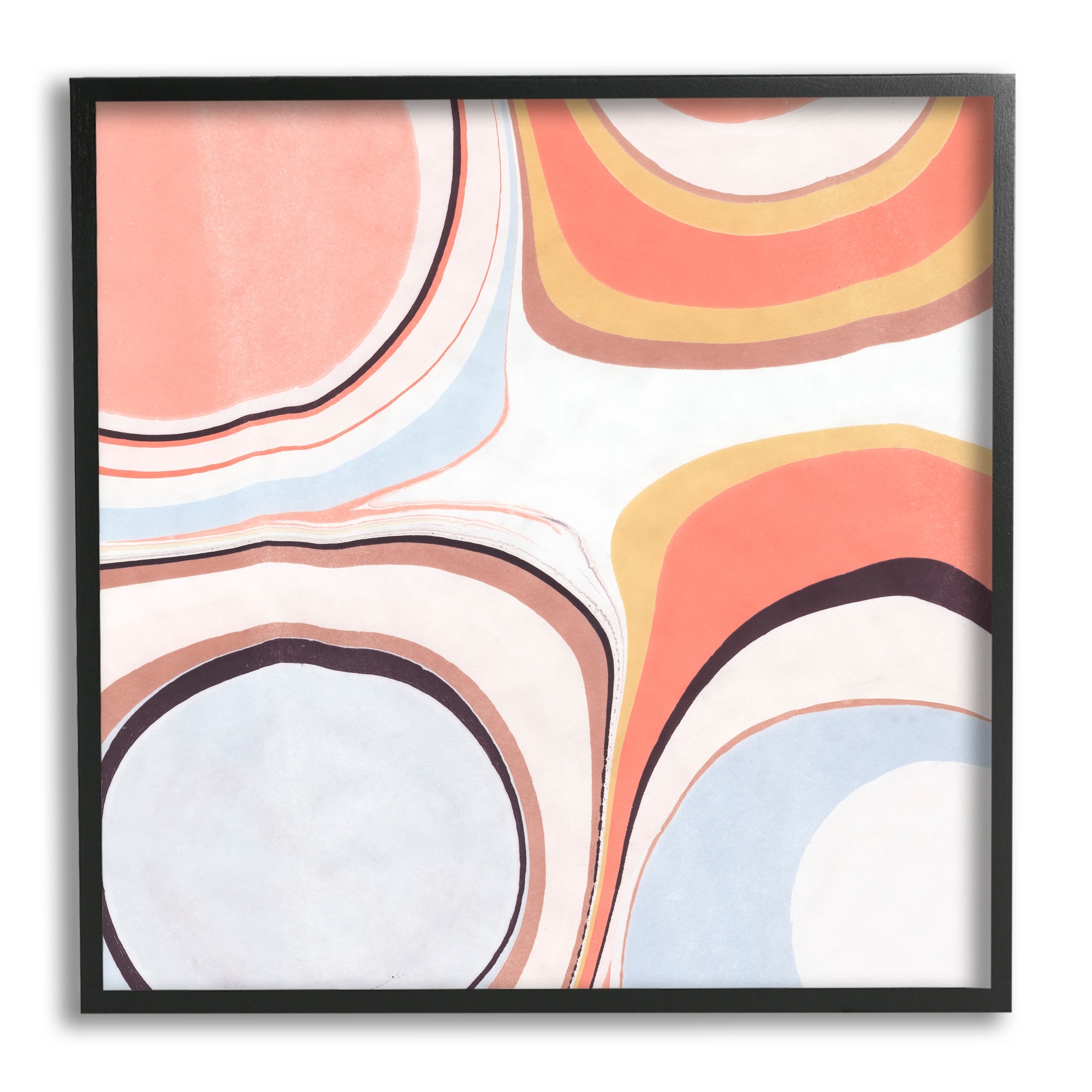Stupell Industries Groovy Orange Pink Abstract Painting Fluid Shapes, 17 x 30,Design by Annie Warren