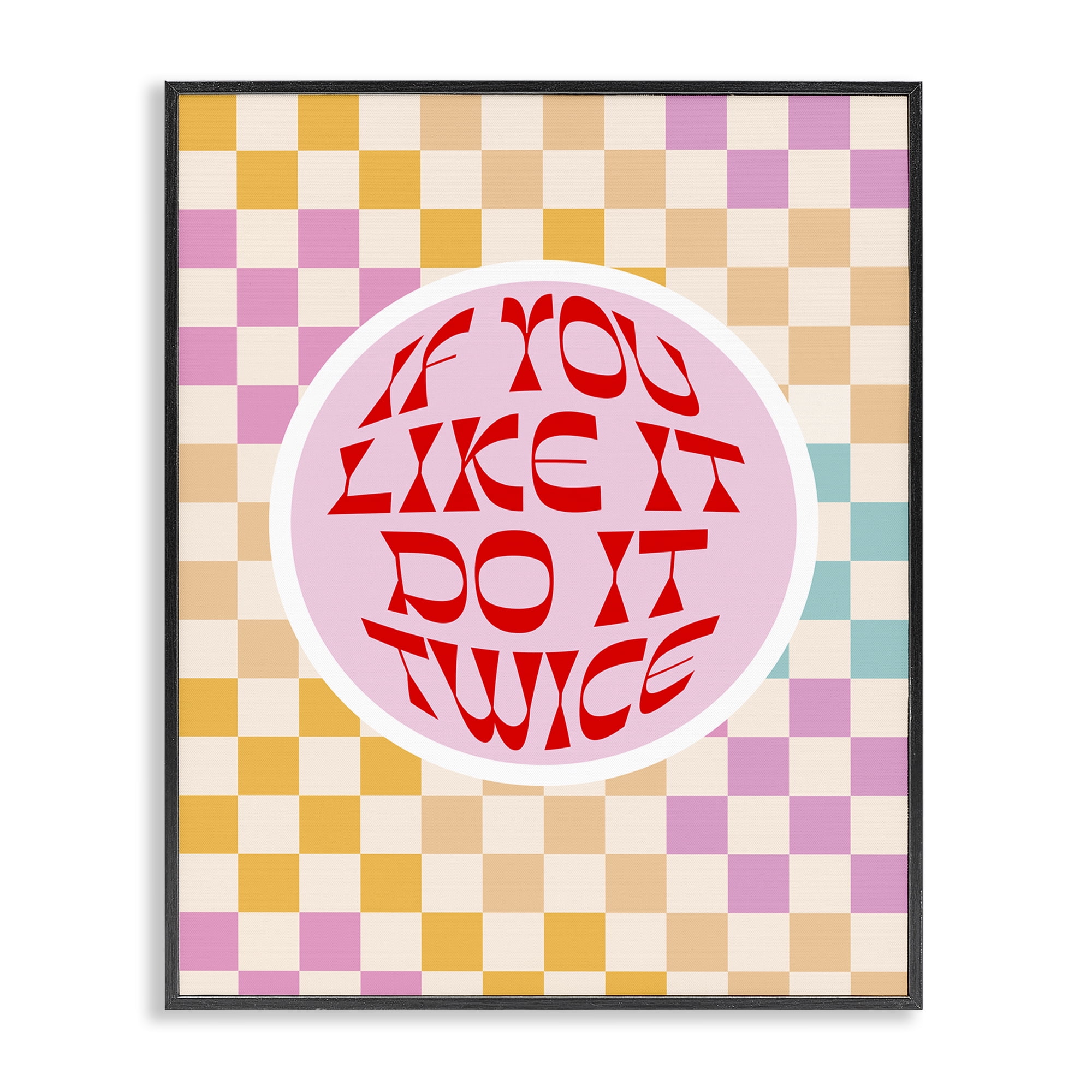 Stupell Industries Groovy Pattern Do It Twice Text & Numbers Painting Black Framed Art Print Wall Art, 11 x 14