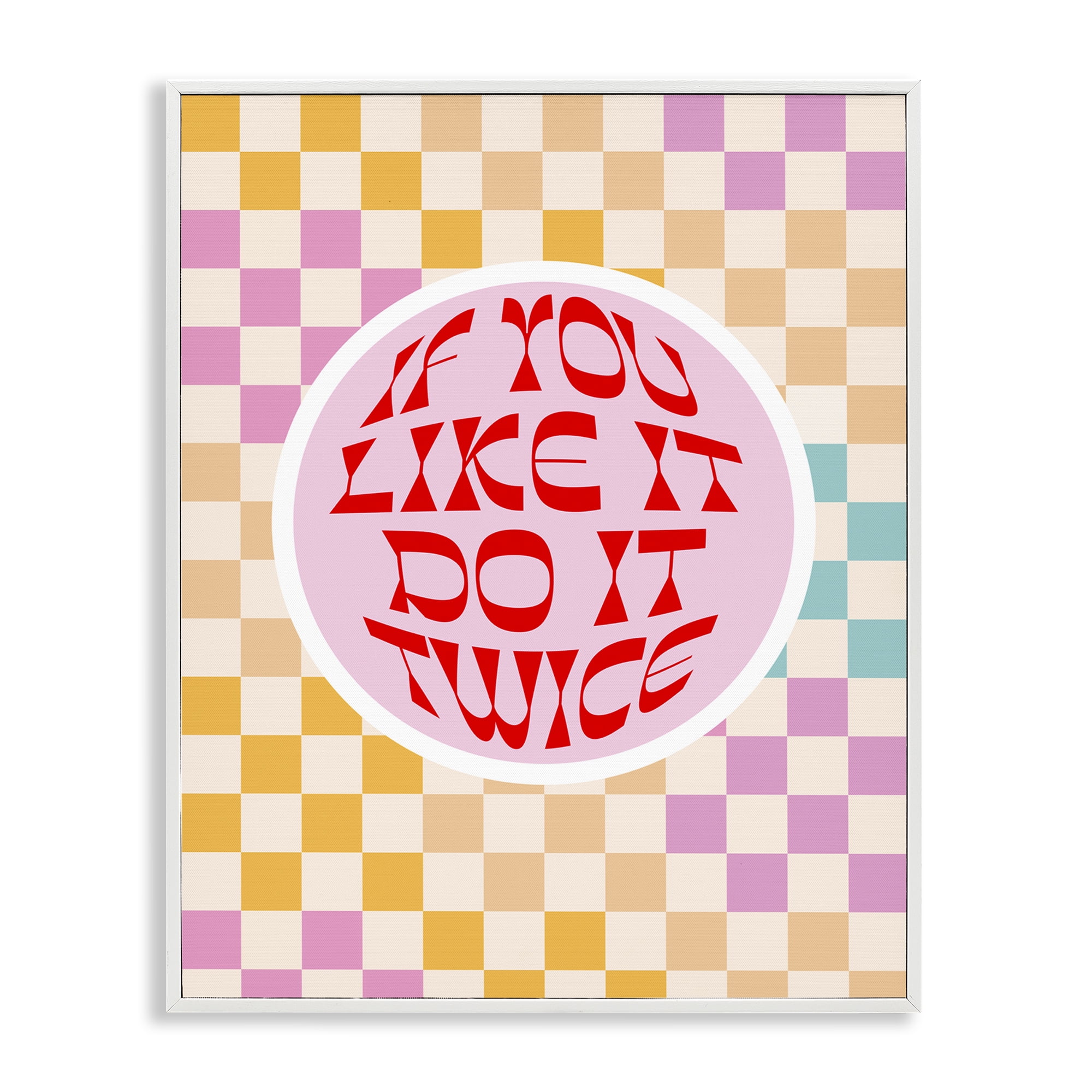 Stupell Industries Groovy Pattern Do It Twice Text & Numbers Painting White Framed Art Print Wall Art, 11 x 14