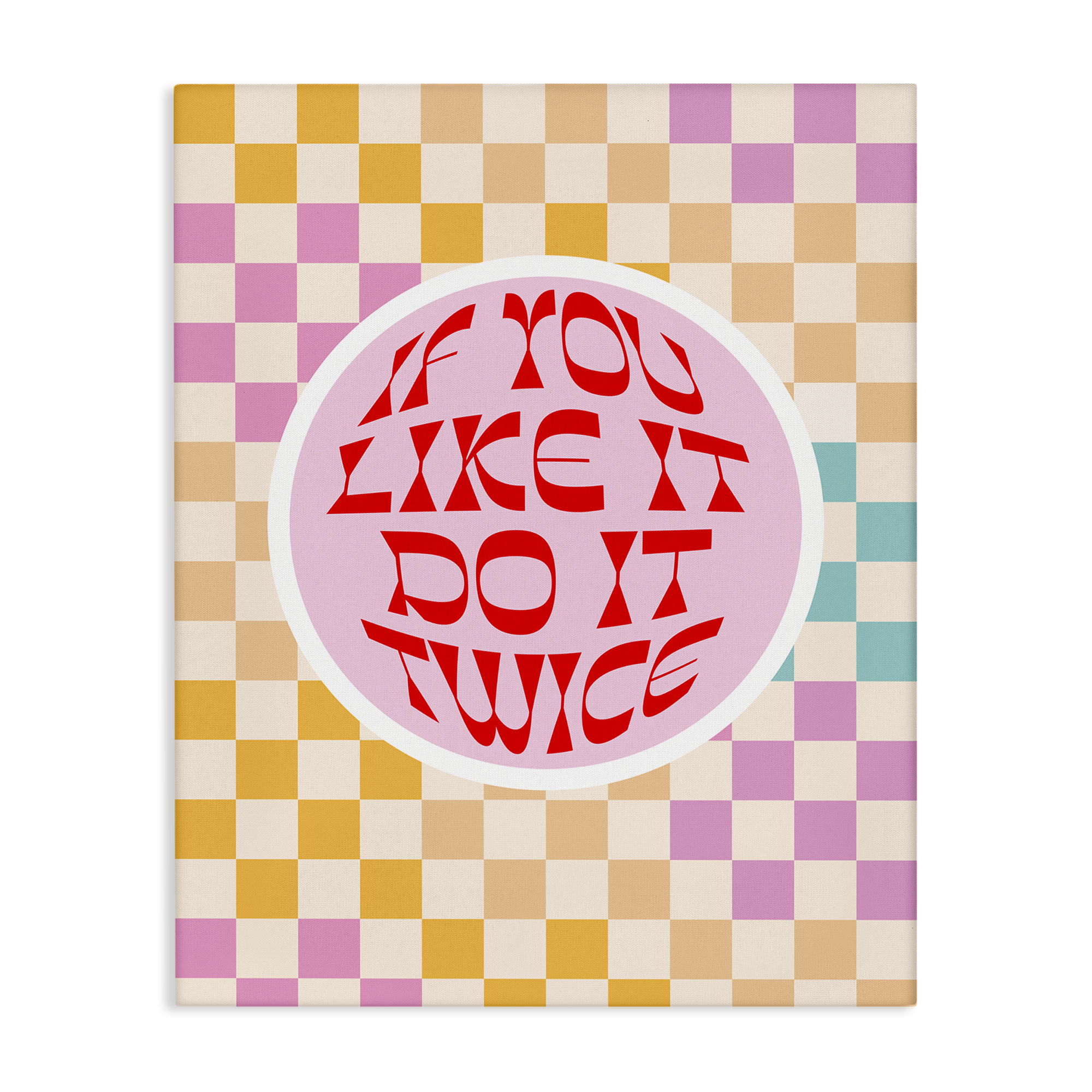 Stupell Industries Groovy Pattern Do It Twice Text & Numbers Painting Wrapped Canvas Art Print Wall Art, 16 x 20
