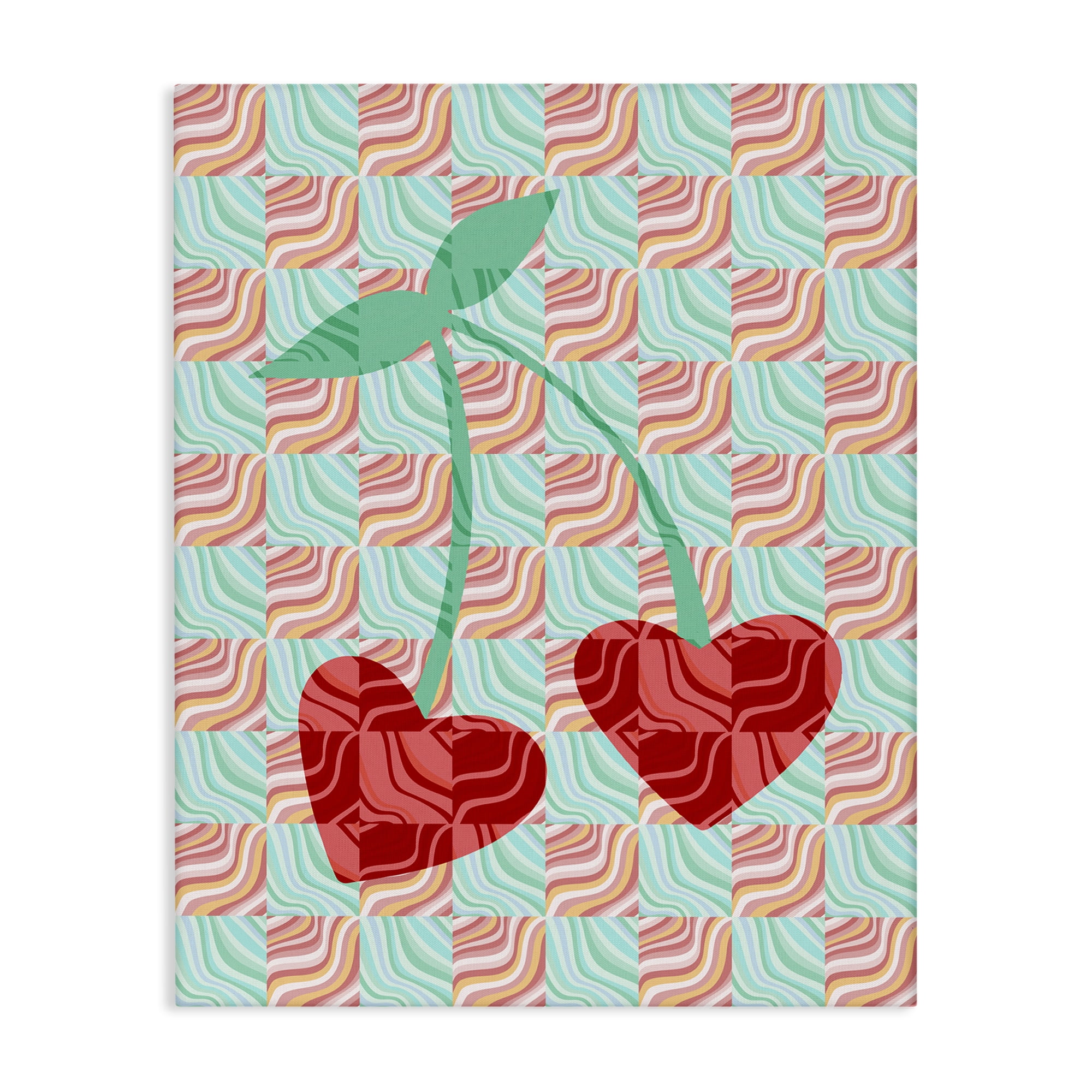 Stupell Industries Groovy Patterned Cherries Food & Beverage Painting Gallery Wrapped Canvas Art Print Wall Art, 36 x 48