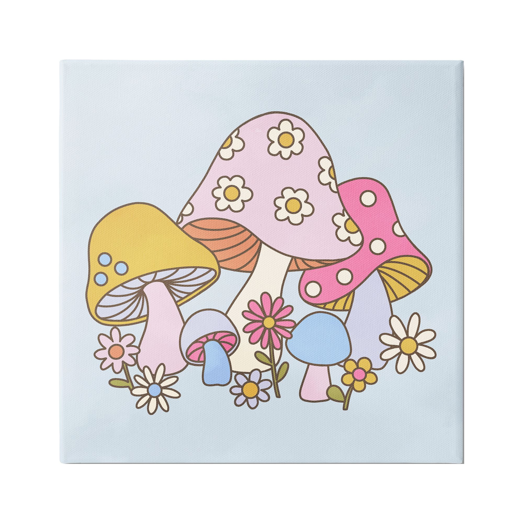 Stupell Industries Groovy Patterned Mushrooms Botanical & Floral Painting Gallery Wrapped Canvas Art Print Wall Art, 24 x 24
