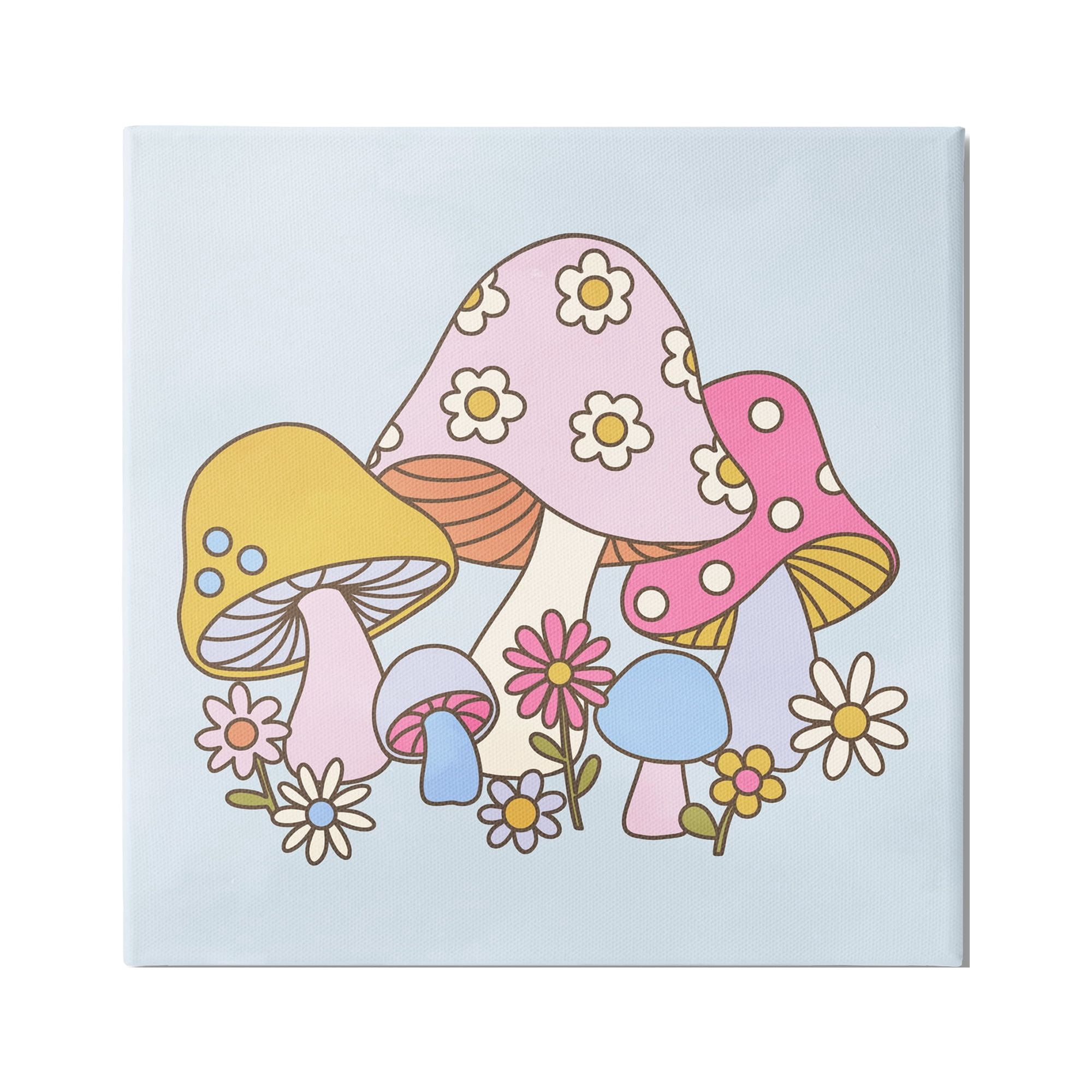 Stupell Industries Groovy Patterned Mushrooms Botanical & Floral Painting Gallery Wrapped Canvas Art Print Wall Art, 30 x 30