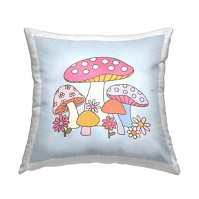 Stupell Industries Groovy Patterned Mushrooms Decorative Printed Throw Pillow, 18 x 18