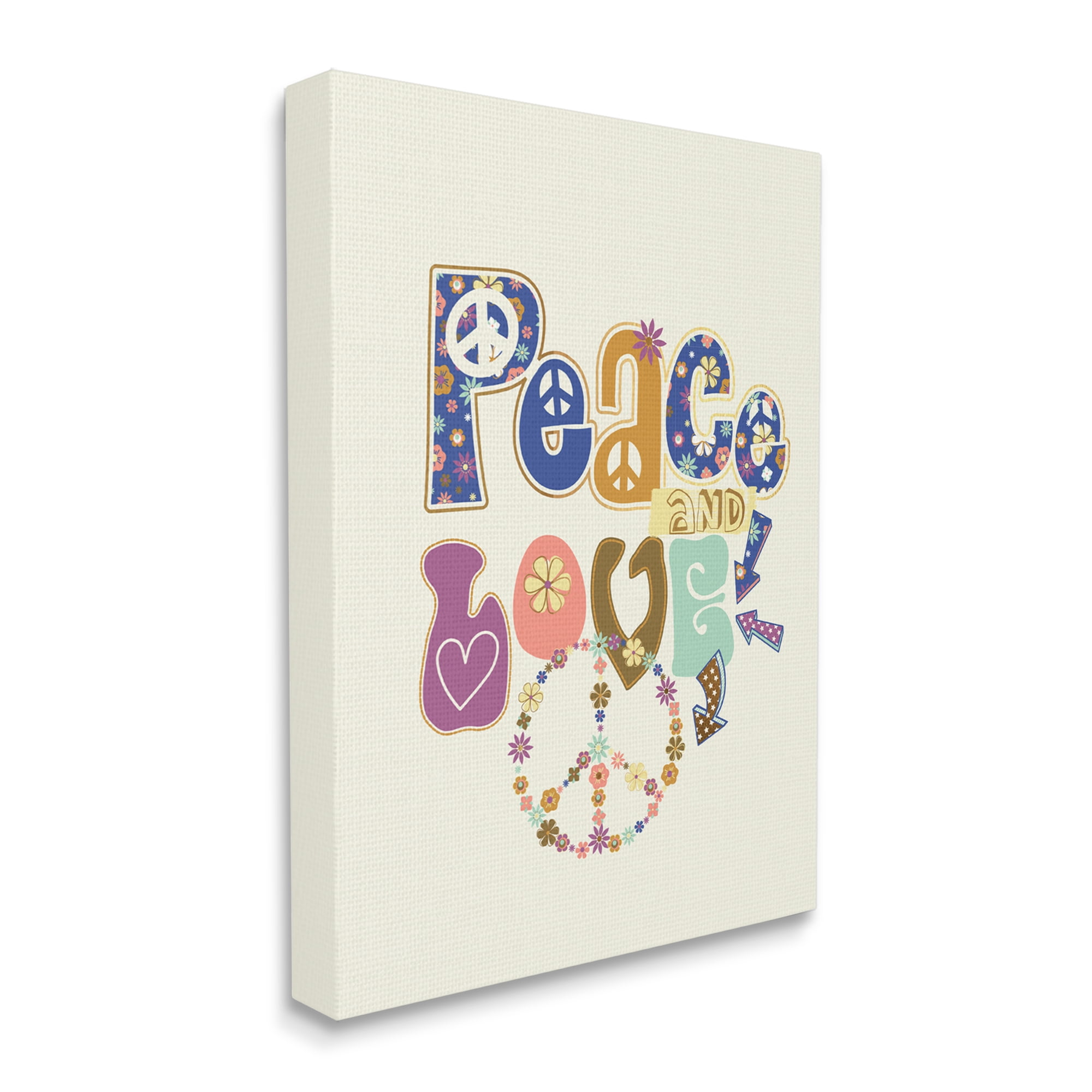 Stupell Industries Groovy Peace and Love Sentiments Floral Peace Sign, 24 x 30, Designed by Jennifer Ellory