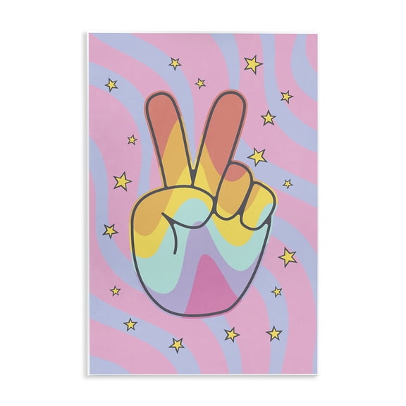 Stupell Industries Groovy Peace with Patterns Abstract Painting Unframed Art Print Wall Art, 13 x 19