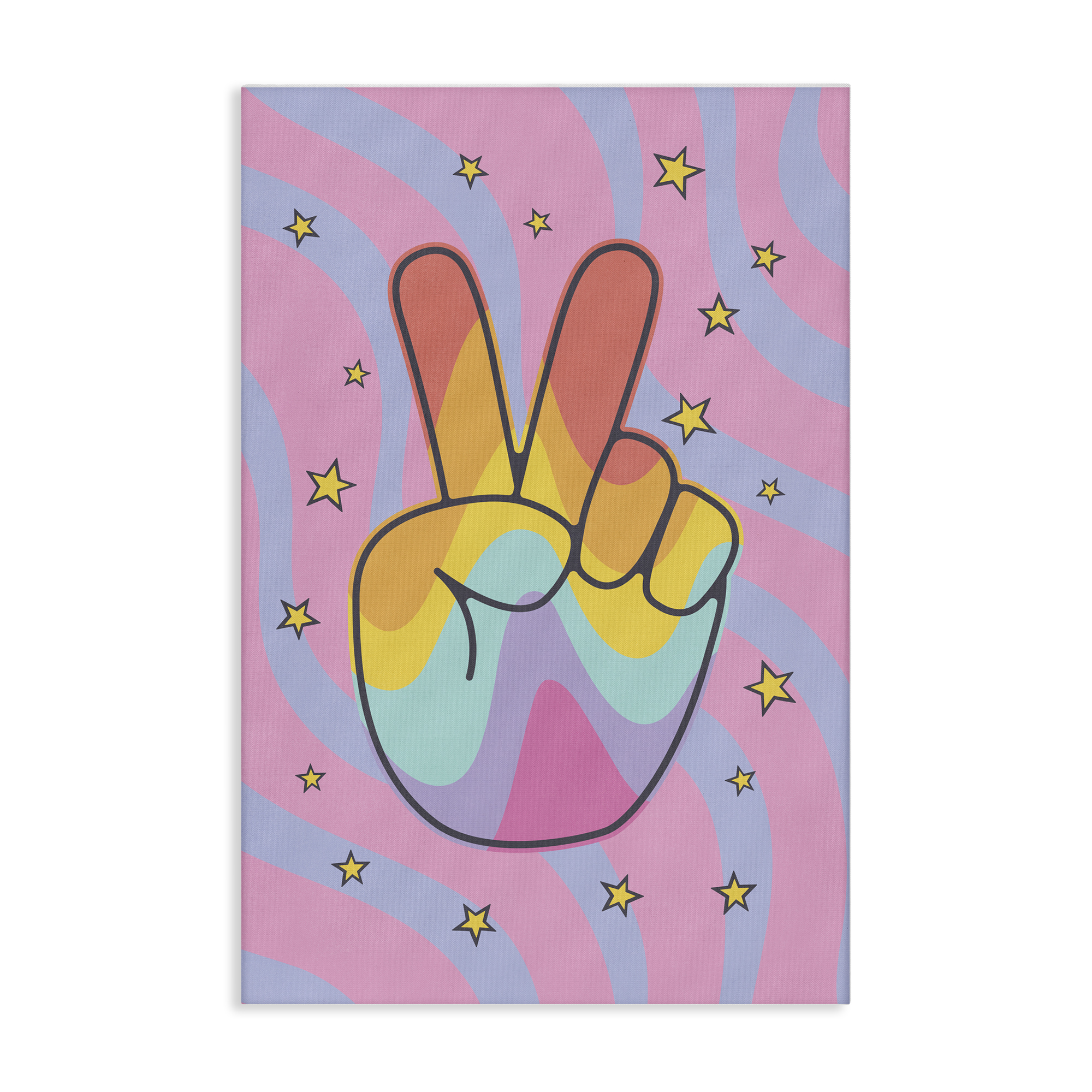 Stupell Industries Groovy Peace with Patterns Abstract Painting Wrapped Canvas Art Print Wall Art, 20 x 30