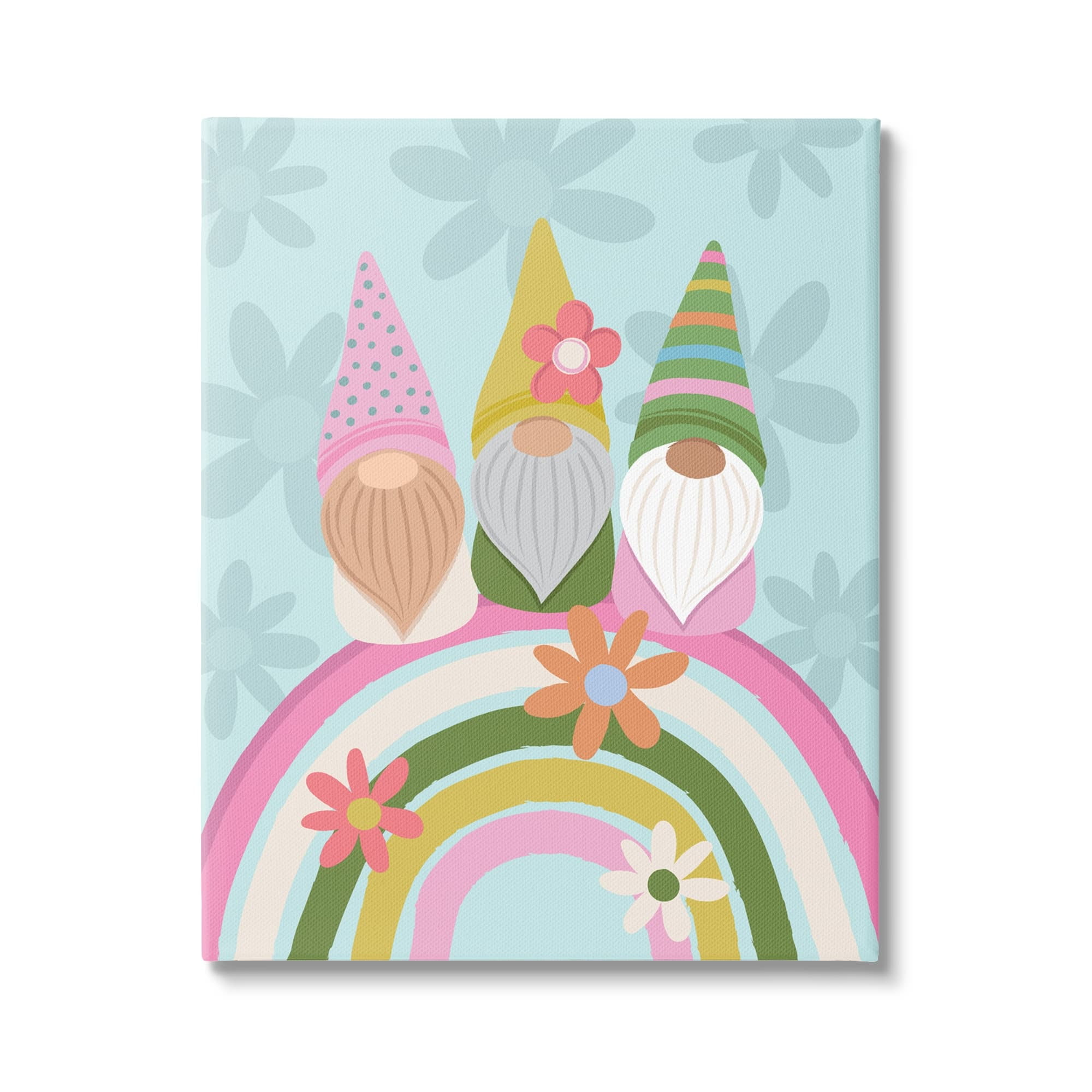 Stupell Industries Groovy Pink Garden Gnomes Pattern Rainbow Motif Canvas Wall Art, 16 x 20, Design by Lisa Perry Whitebutton