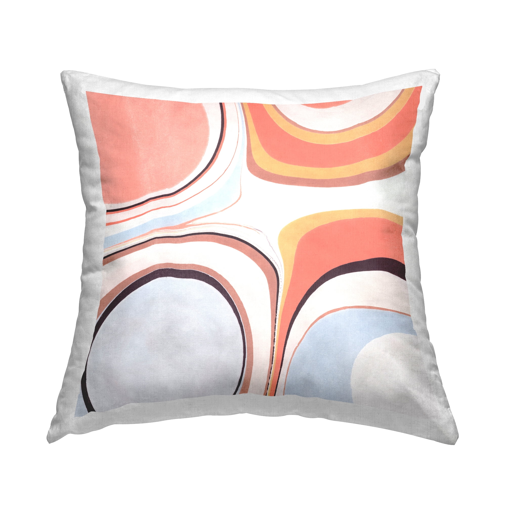 Stupell Industries Groovy Pink Orange Abstract Fluid Shapes Design by Annie Warren Throw Pillow