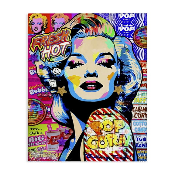 Stupell Industries Groovy Pop Style Marilyn Abstract Painting Wrapped Canvas Art Print Wall Art, 16 x 20