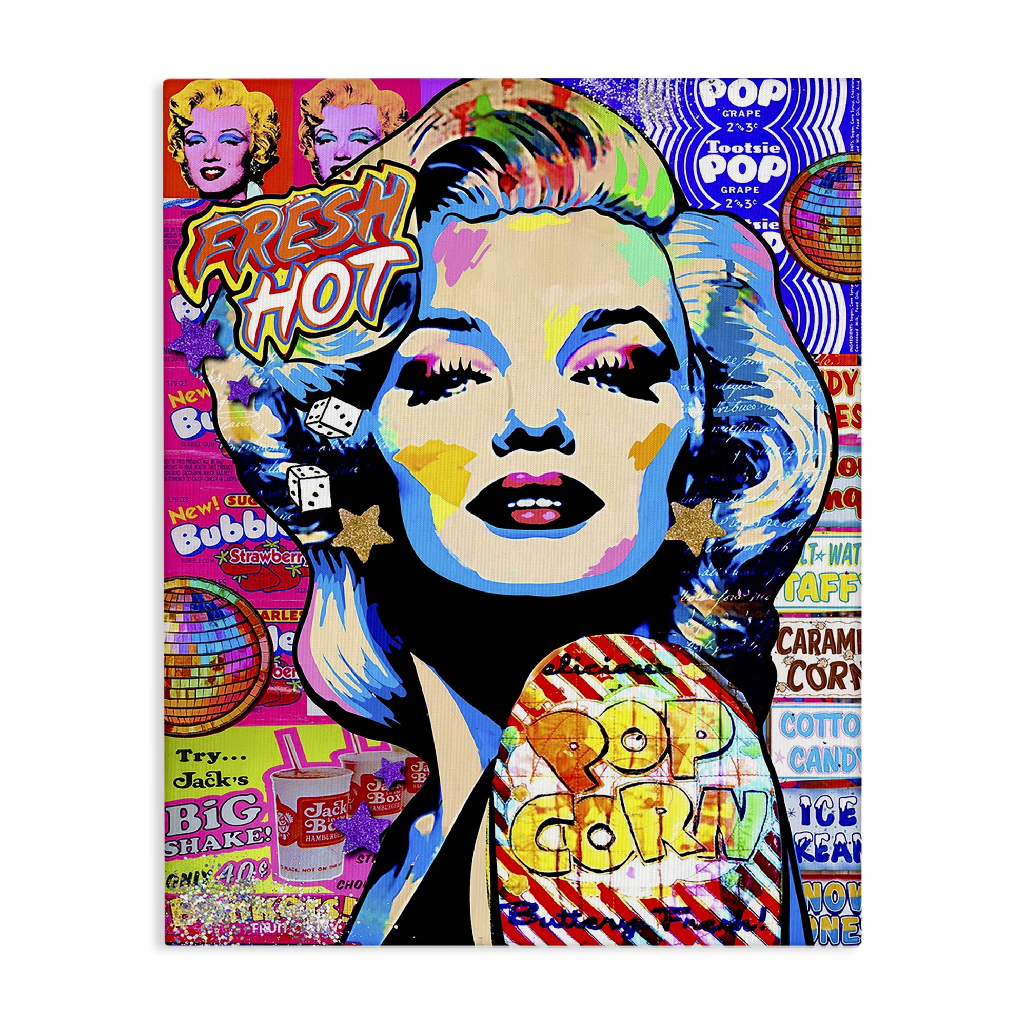 Stupell Industries Groovy Pop Style Marilyn Abstract Painting Wrapped Canvas Art Print Wall Art, 30 x 40
