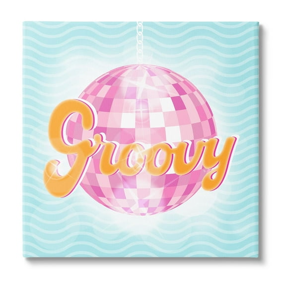 Stupell Industries Groovy Retro Disco Ball Stripes Beauty & Fashion Painting Gallery Wrapped Canvas Print Wall Art
