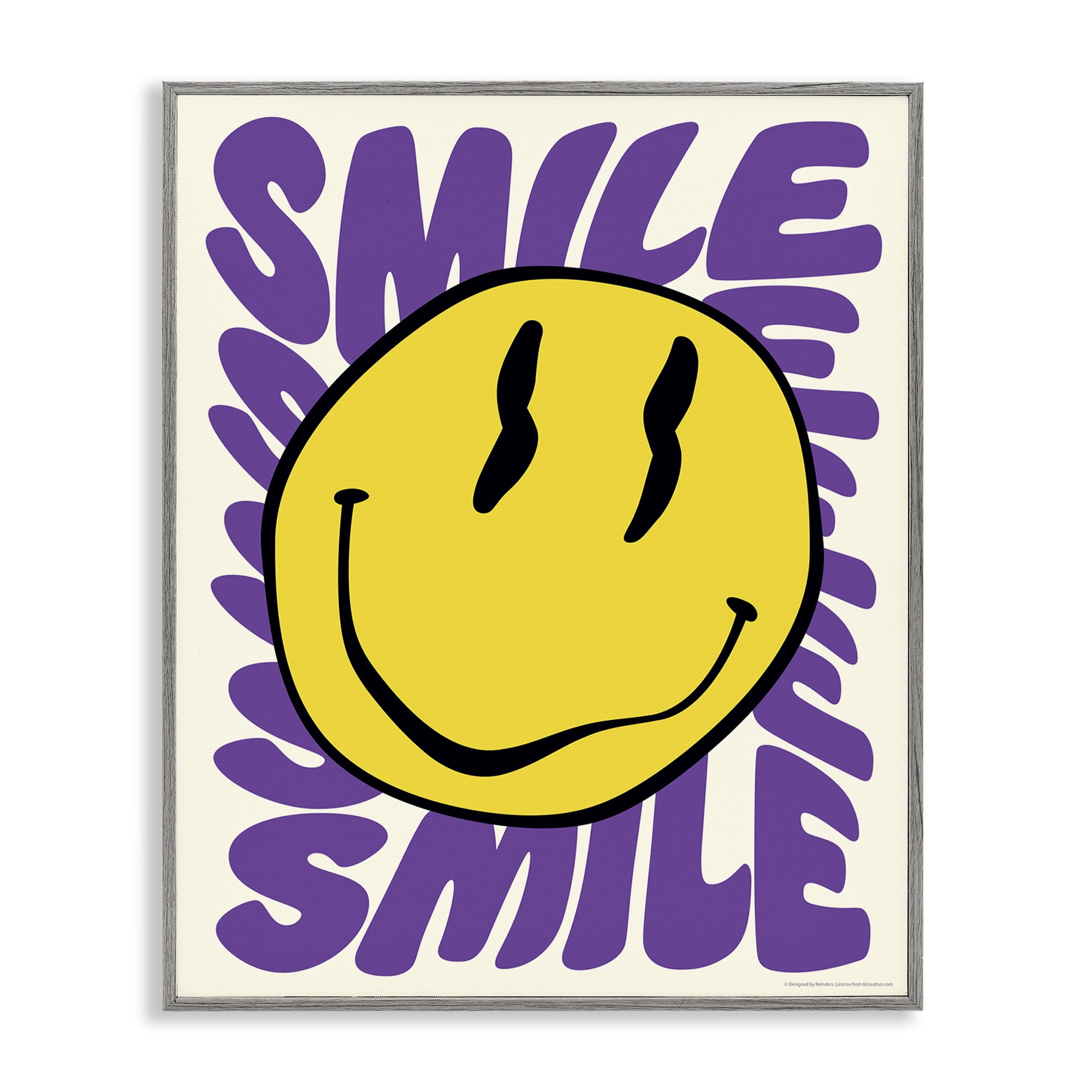 Stupell Industries Groovy Smile Typography Abstract Painting Gray Framed Art Print Wall Art, 11 x 14