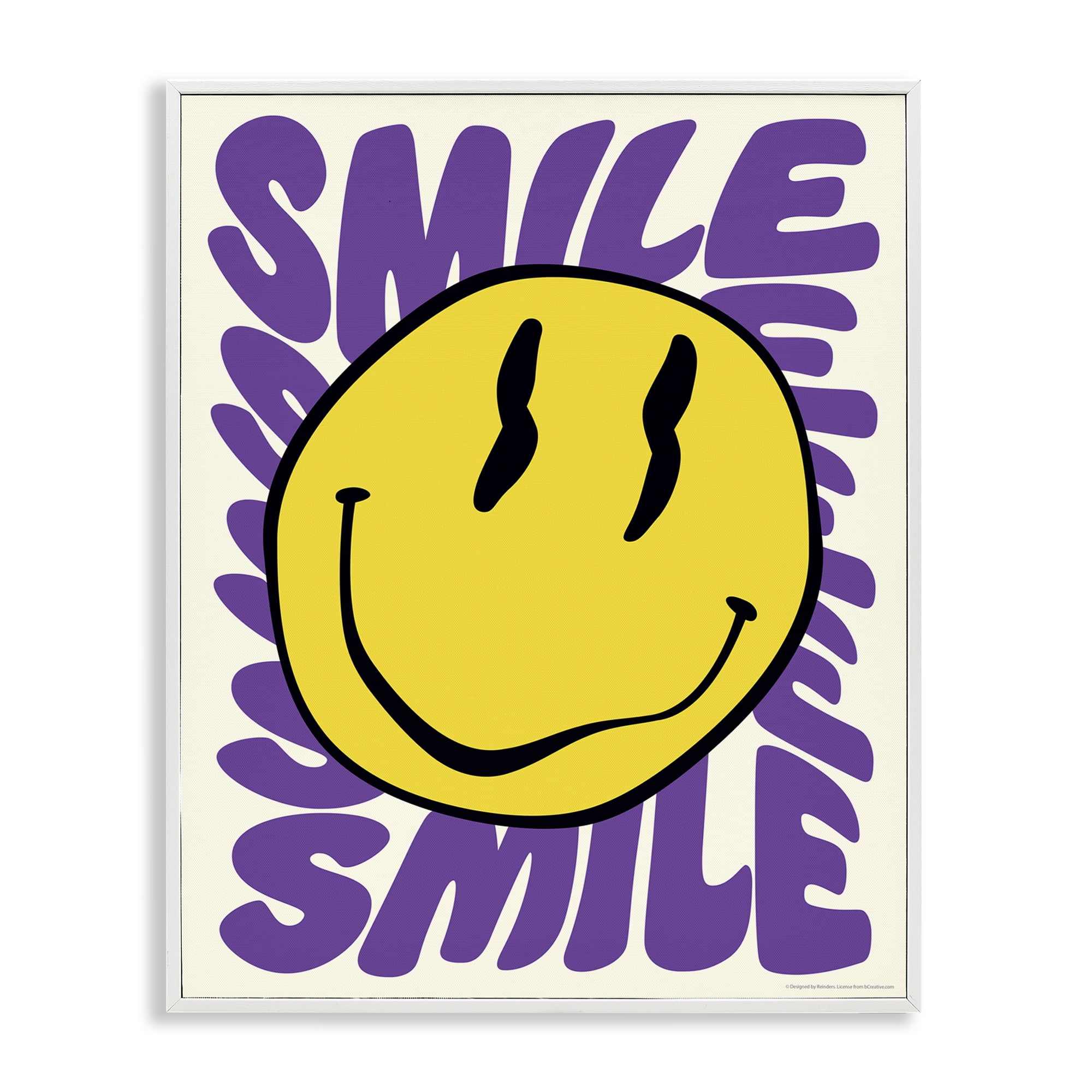 Stupell Industries Groovy Smile Typography Abstract Painting White Framed Art Print Wall Art, 16 x 20