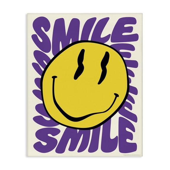 Stupell Industries Groovy Smile Typography Abstract Painting Wrapped Canvas Art Print Wall Art, 16 x 20