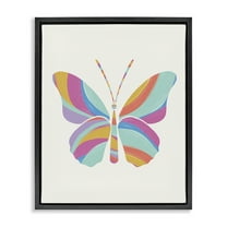 Stupell Industries Groovy Striped Butterfly Animals Painting Black Floater Framed Canvas Art Print Wall Art, 17 x 21