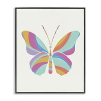 Stupell Industries Groovy Striped Butterfly Animals Painting Black Framed Art Print Wall Art, 11 x 14