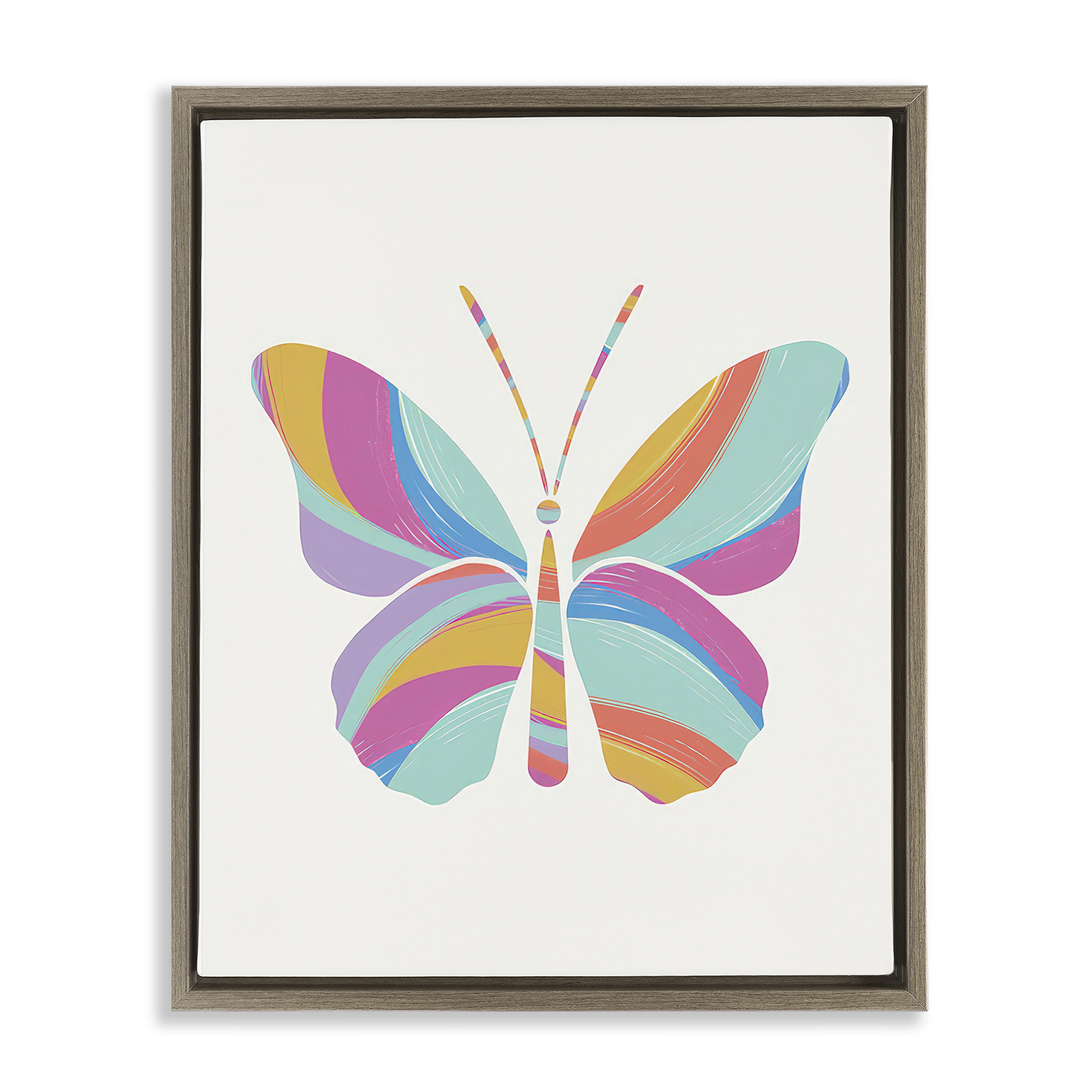 Stupell Industries Groovy Striped Butterfly Animals Painting Brown Floater Framed Canvas Art Print Wall Art, 17 x 21
