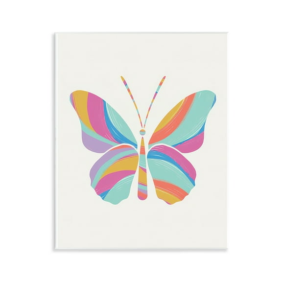 Stupell Industries Groovy Striped Butterfly Animals Painting Unframed Art Print Wall Art, 11 x 14