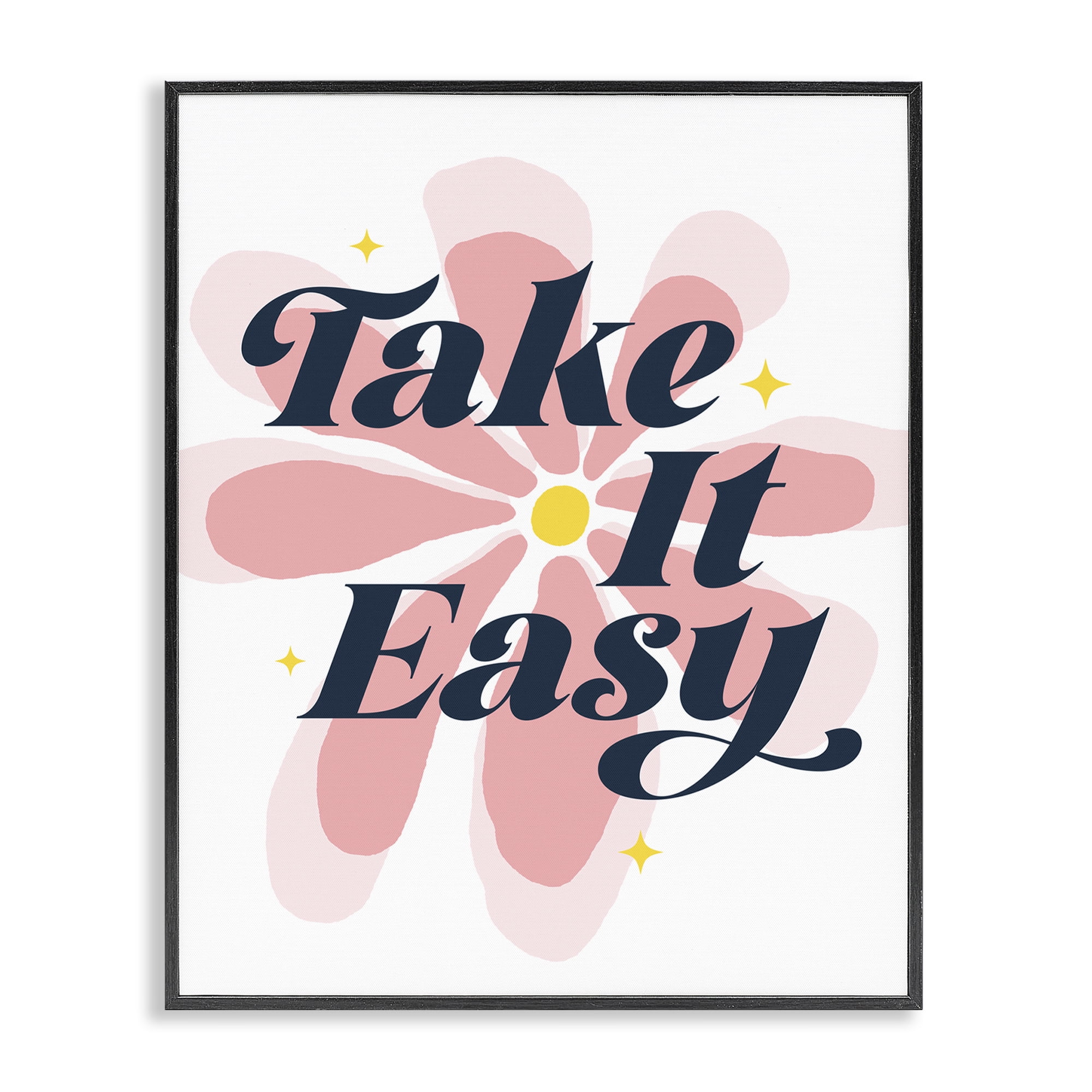 Stupell Industries Groovy Take It Easy Plants & Flowers Painting Black Framed Art Print Wall Art, 16 x 20