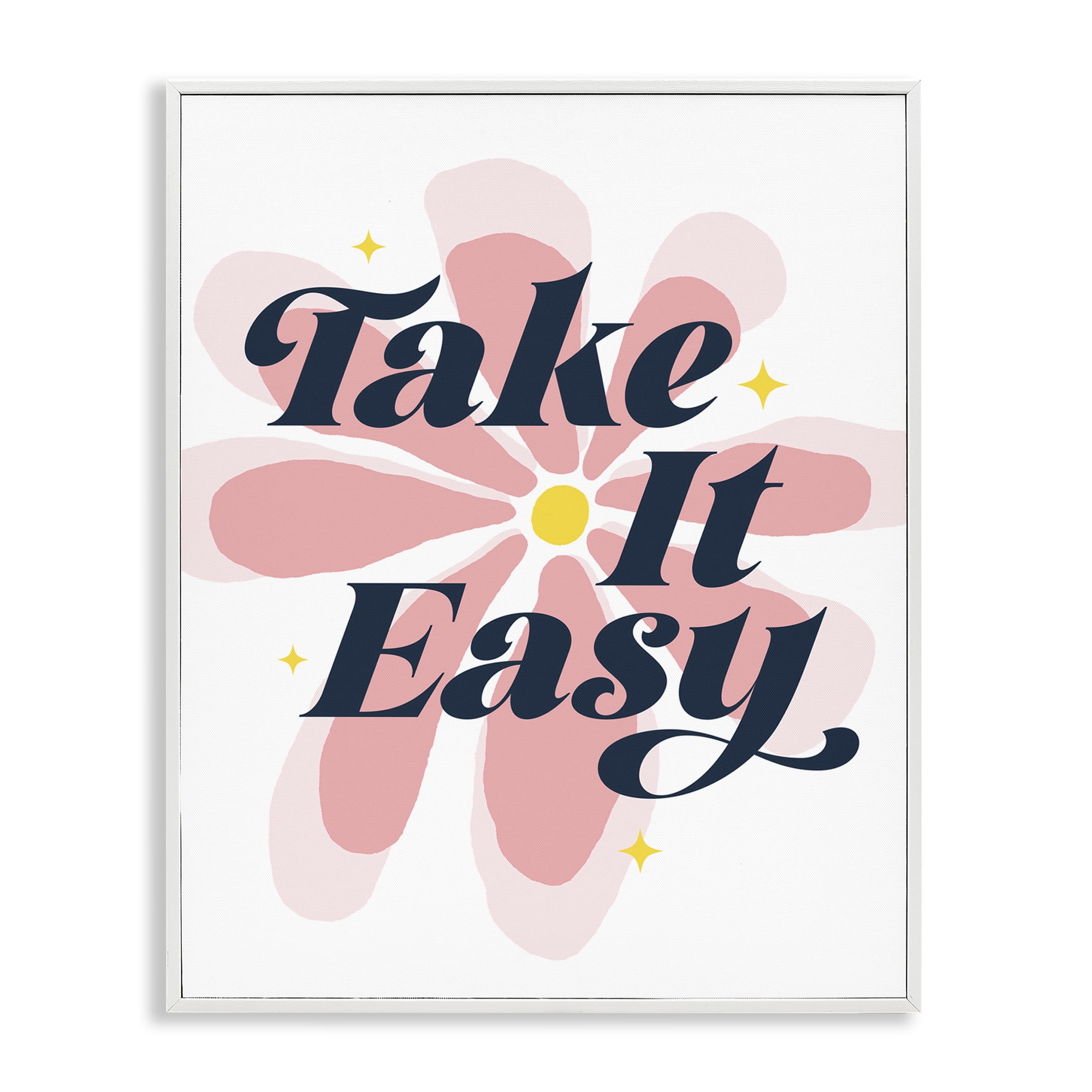 Stupell Industries Groovy Take It Easy Plants & Flowers Painting White Framed Art Print Wall Art, 16 x 20