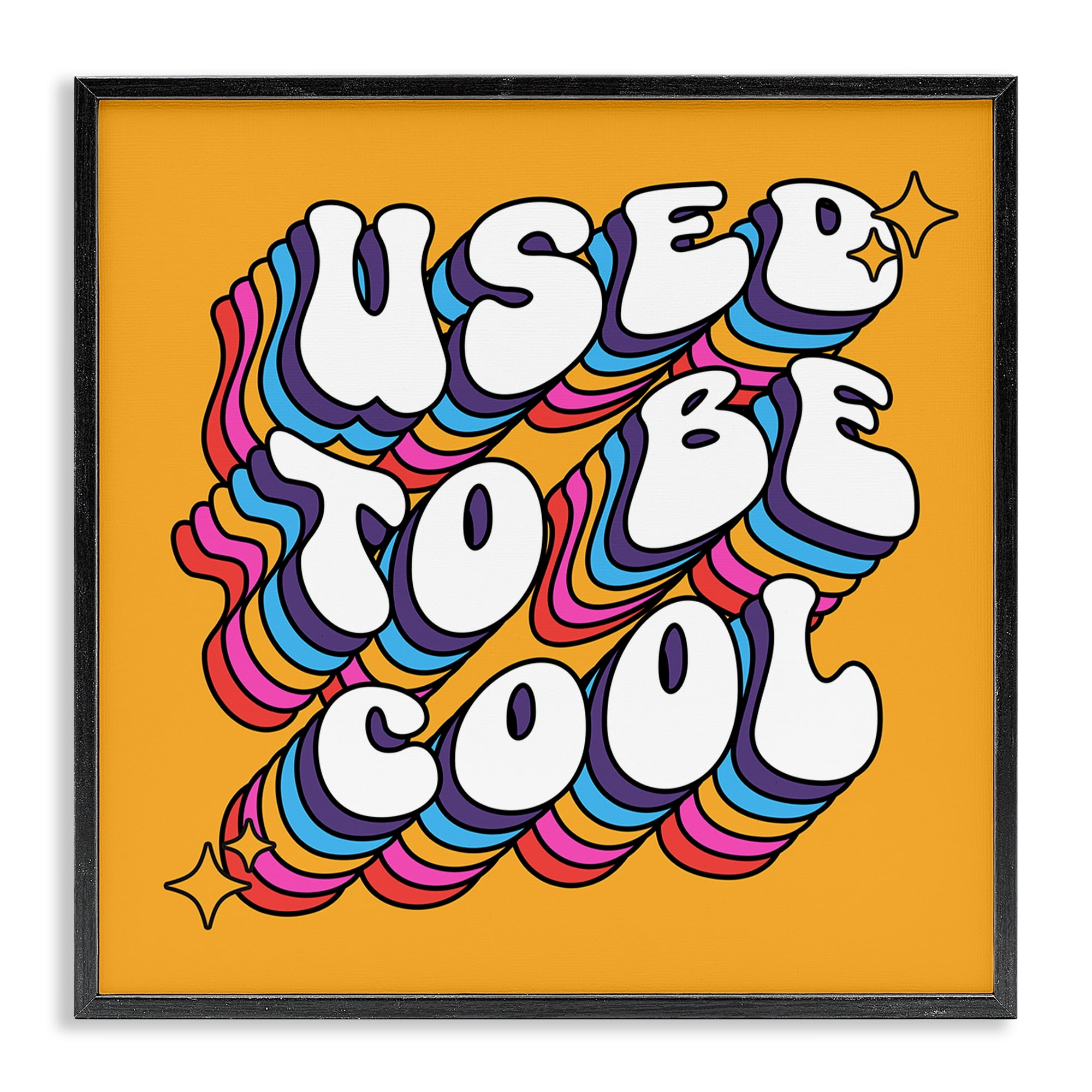 Stupell Industries Groovy Used To Be Cool Text & Numbers Painting Black Framed Art Print Wall Art, 24 x 24