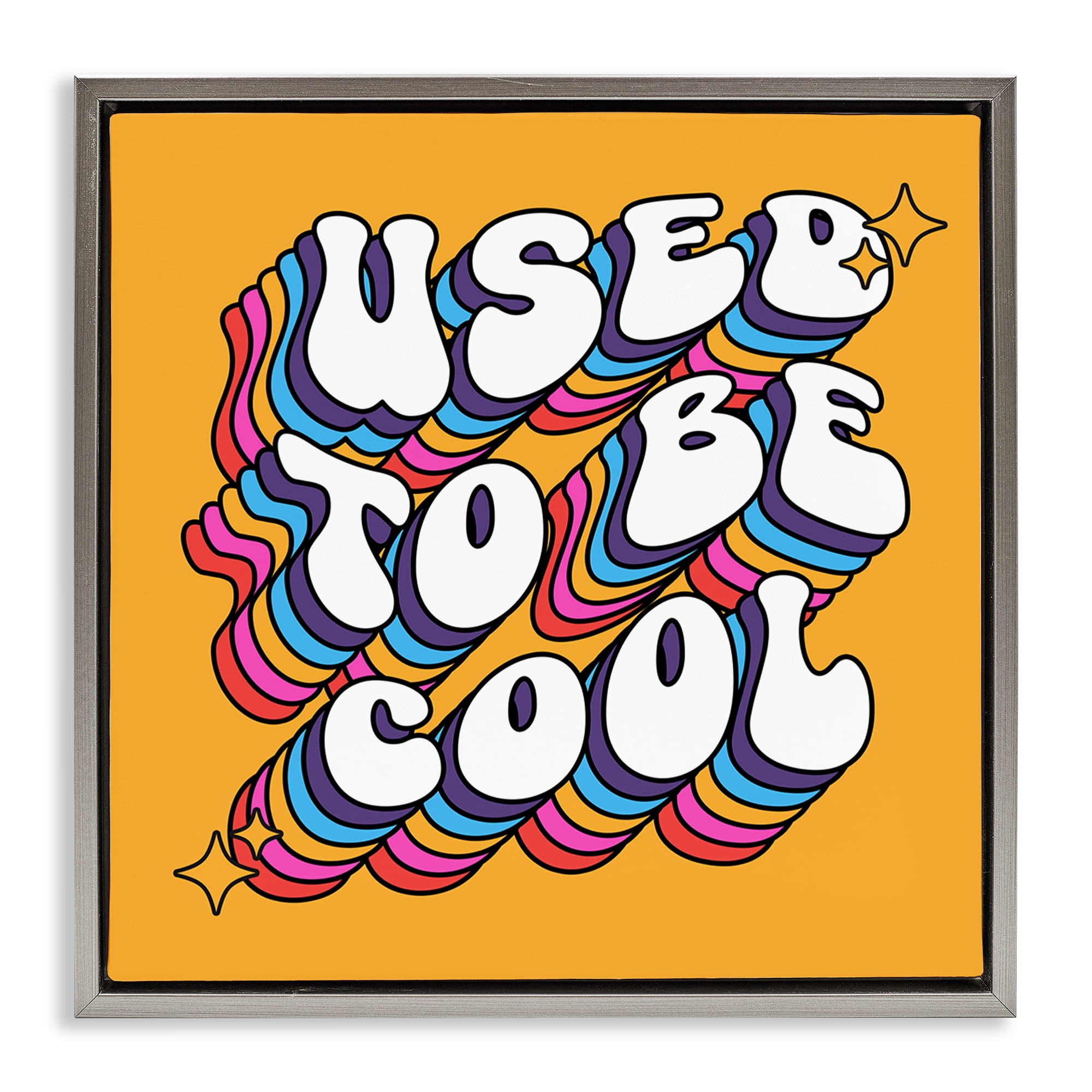 Stupell Industries Groovy Used To Be Cool Text & Numbers Painting Gray Floater Framed Canvas Art Print Wall Art, 18 x 18