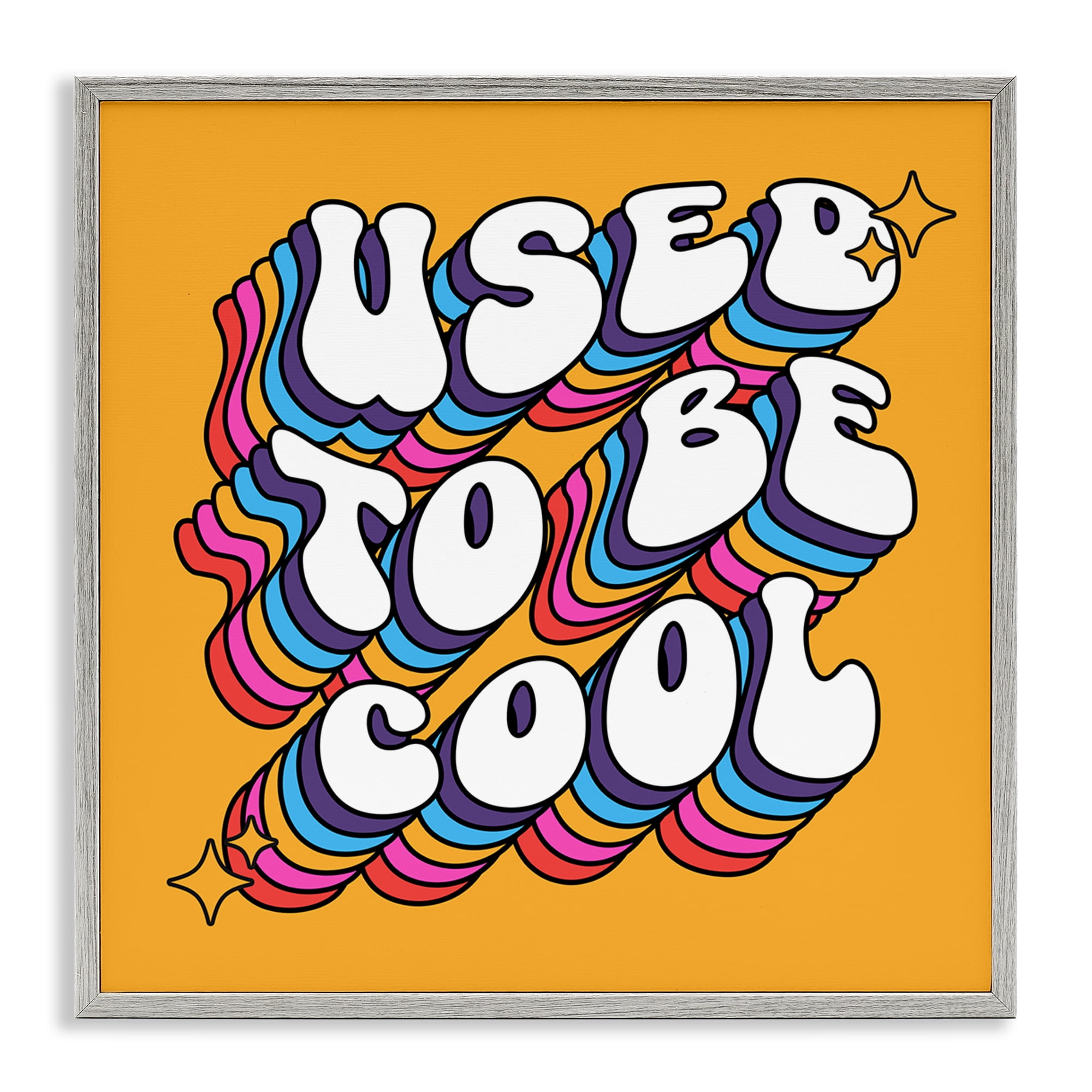 Stupell Industries Groovy Used To Be Cool Text & Numbers Painting Gray Framed Art Print Wall Art, 12 x 12