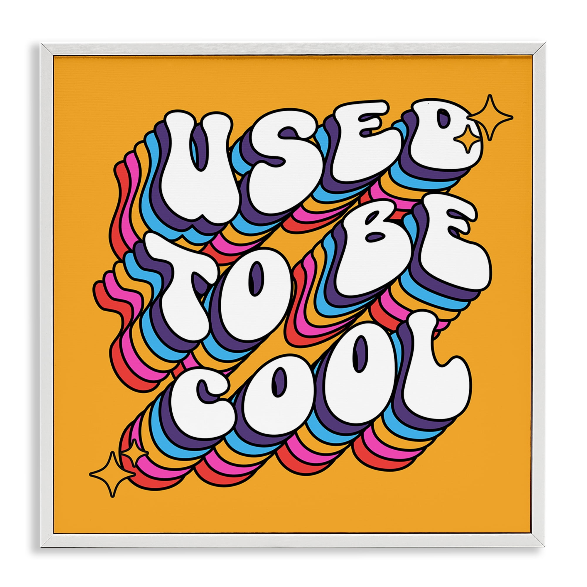 Stupell Industries Groovy Used To Be Cool Text & Numbers Painting White Framed Art Print Wall Art, 12 x 12