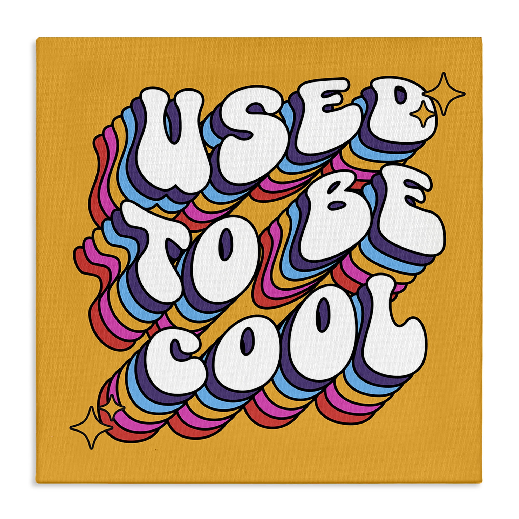 Stupell Industries Groovy Used To Be Cool Text & Numbers Painting Wrapped Canvas Art Print Wall Art, 24 x 24