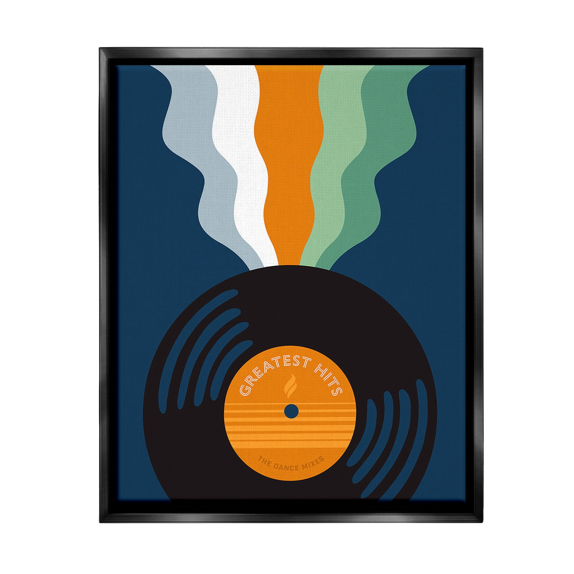 Stupell Industries Groovy Vinyl Record Novelty Painting Black Floater Framed Canvas Art Print Wall Art, 25 x 31