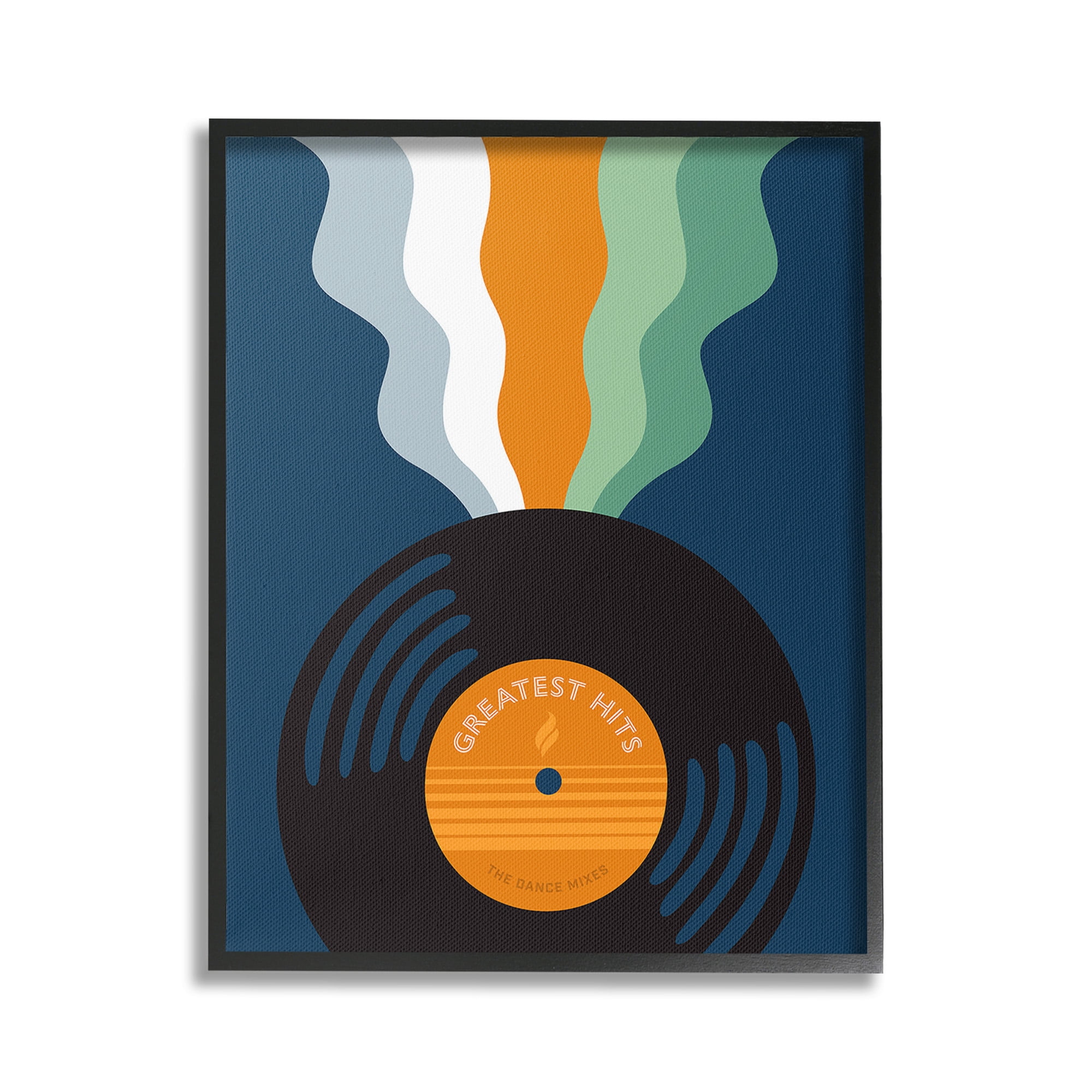 Stupell Industries Groovy Vinyl Record Novelty Painting Black Framed Art Print Wall Art, 24 x 30