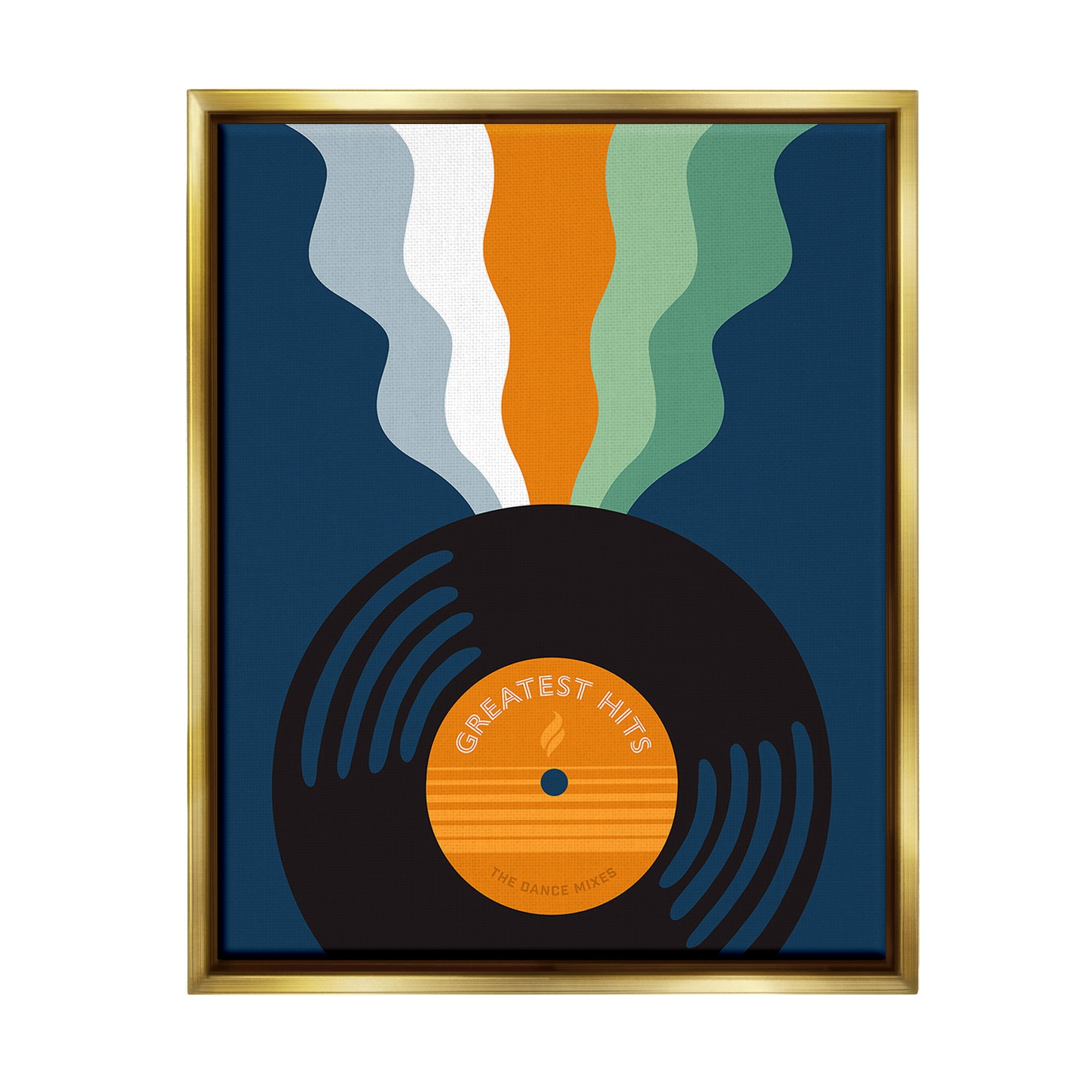 Stupell Industries Groovy Vinyl Record Novelty Painting Gold Floater Framed Canvas Art Print Wall Art, 25 x 31