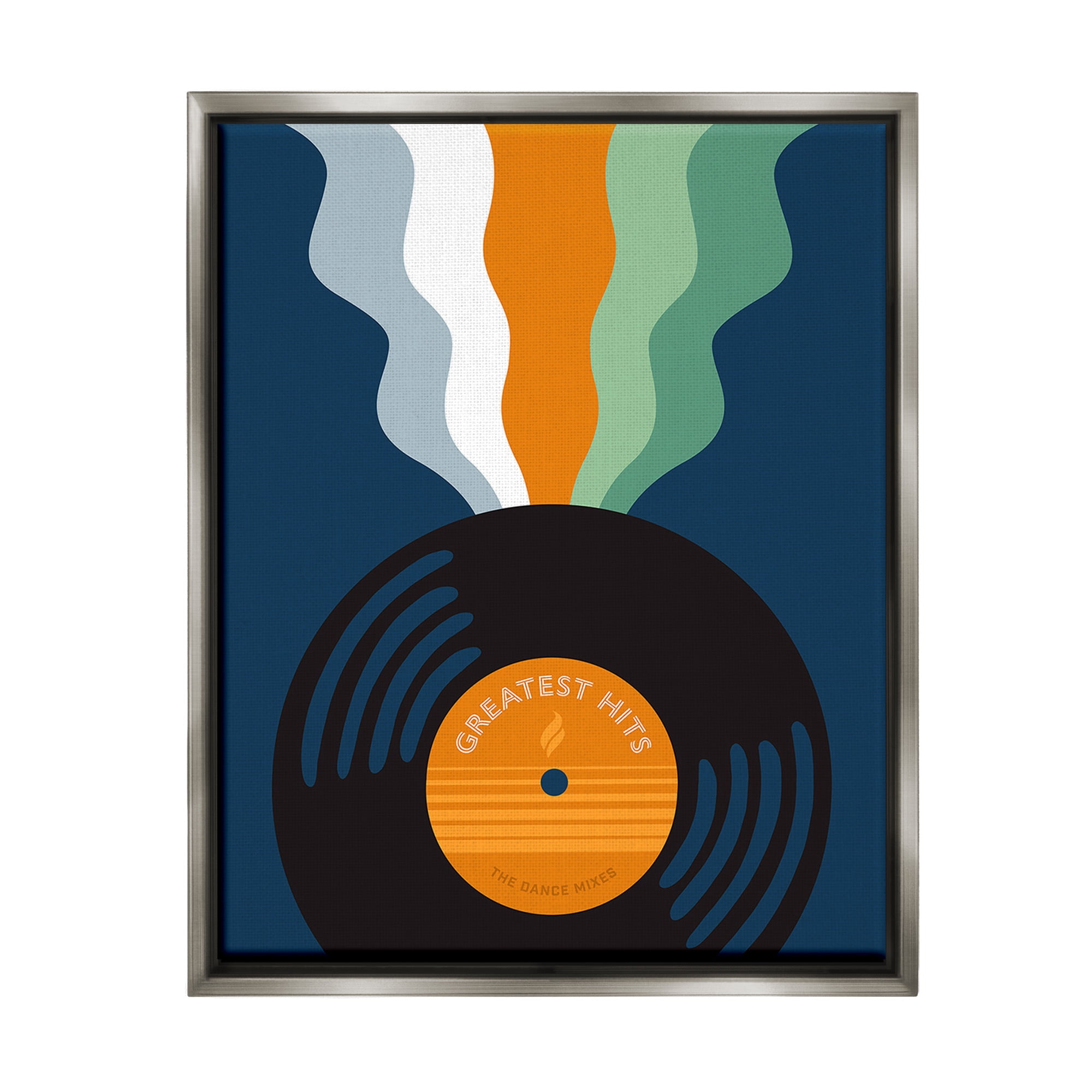 Stupell Industries Groovy Vinyl Record Novelty Painting Gray Floater Framed Canvas Art Print Wall Art, 25 x 31