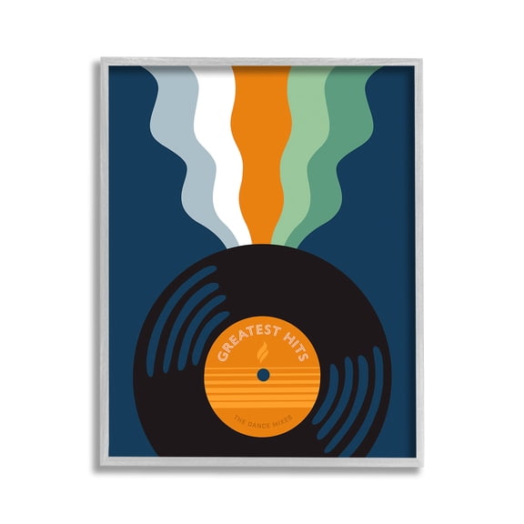 Stupell Industries Groovy Vinyl Record Novelty Painting Gray Framed Art Print Wall Art, 11 x 14