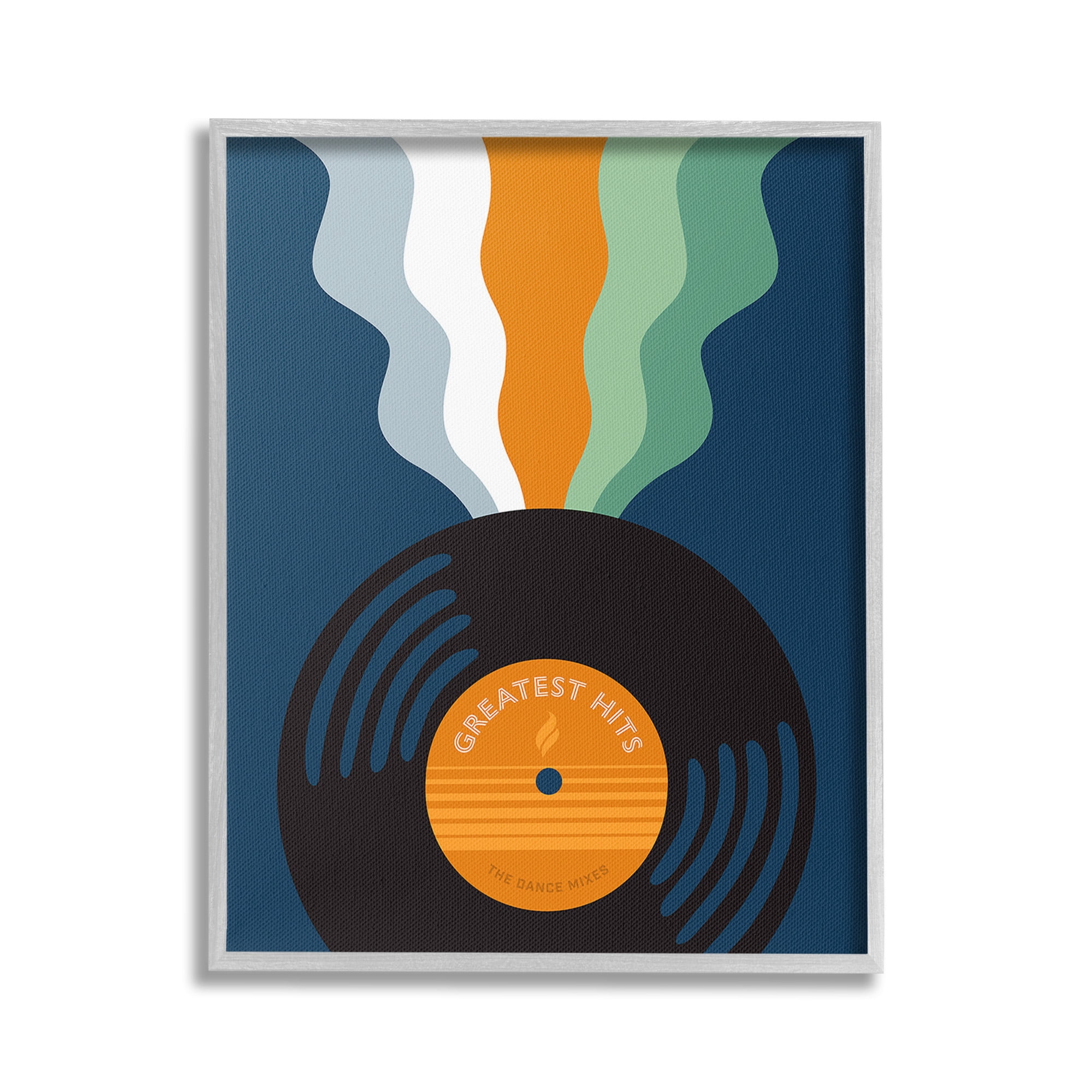 Stupell Industries Groovy Vinyl Record Novelty Painting Gray Framed Art Print Wall Art, 16 x 20