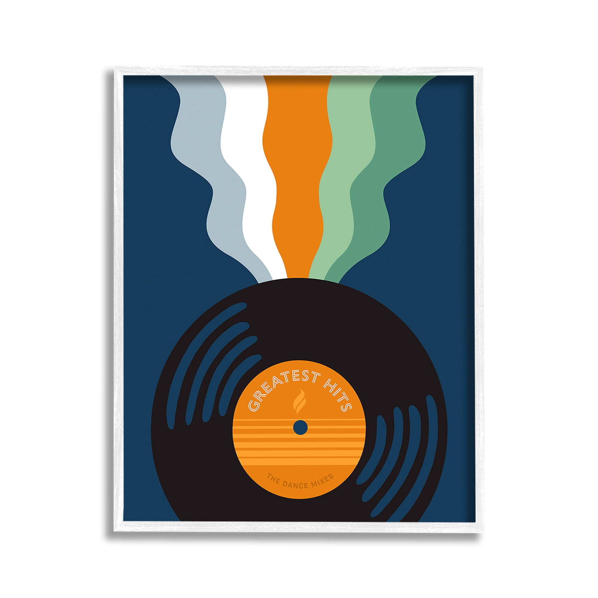 Stupell Industries Groovy Vinyl Record Novelty Painting White Framed Art Print Wall Art, 11 x 14