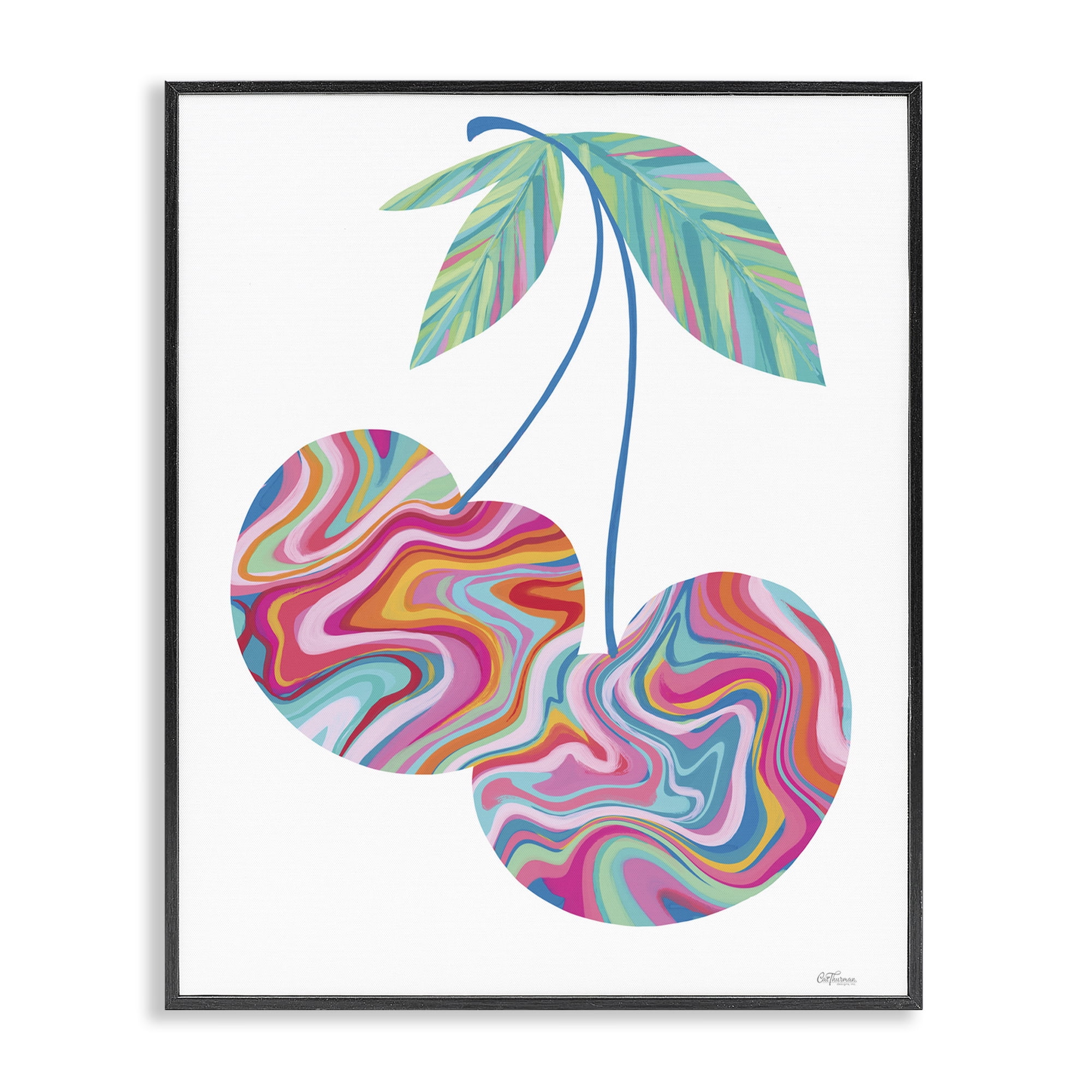 Stupell Industries Groovy Waves Cherries Food & Beverage Painting Black Framed Art Print Wall Art, 11 x 14