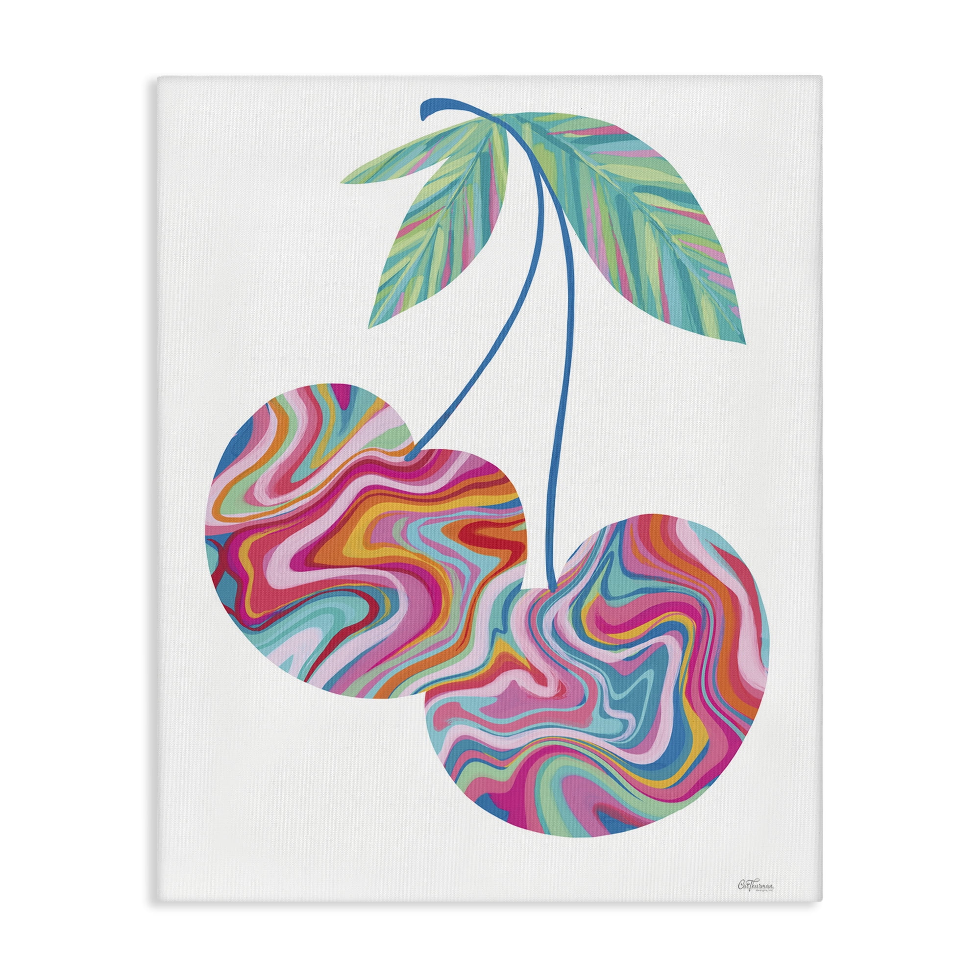 Stupell Industries Groovy Waves Cherries Food & Beverage Painting Gallery Wrapped Canvas Art Print Wall Art, 16 x 20