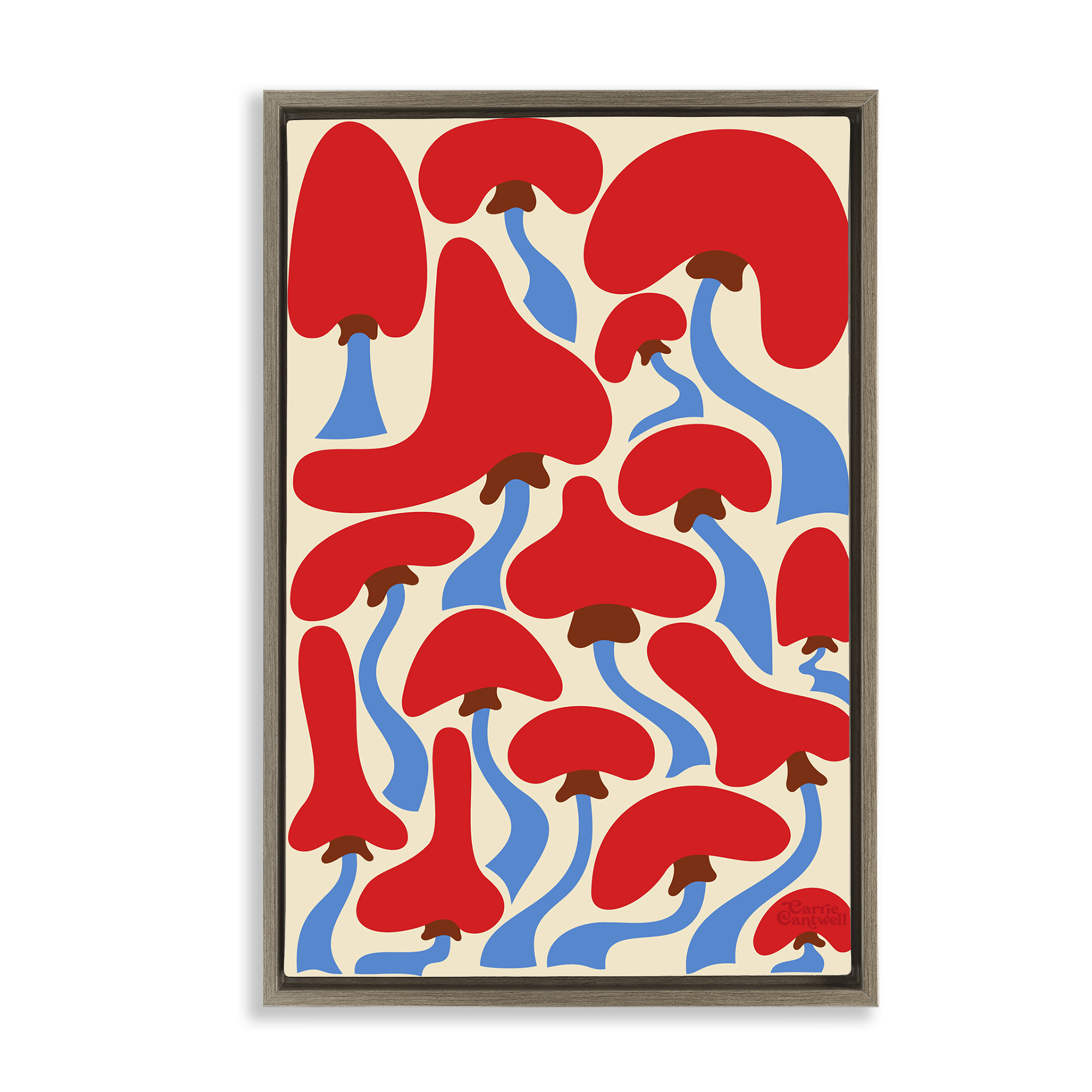Stupell Industries Groovy Wavy Mushrooms Botanical & Floral Painting Brown Floater Framed Art Print Wall Art, 17 x 25