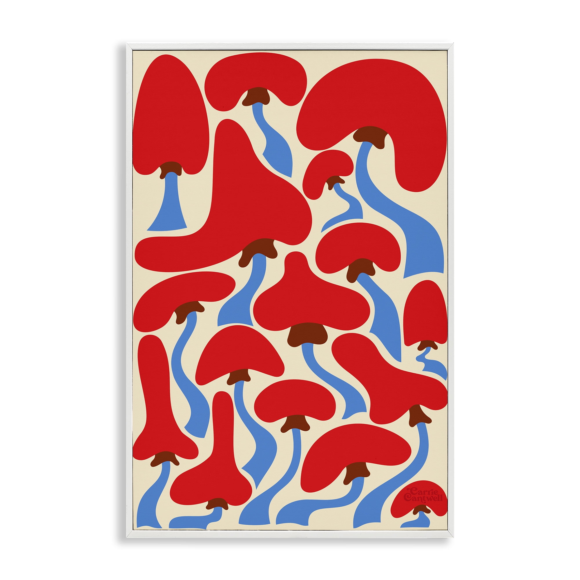 Stupell Industries Groovy Wavy Mushrooms Botanical & Floral Painting White Framed Art Print Wall Art, 16 x 24