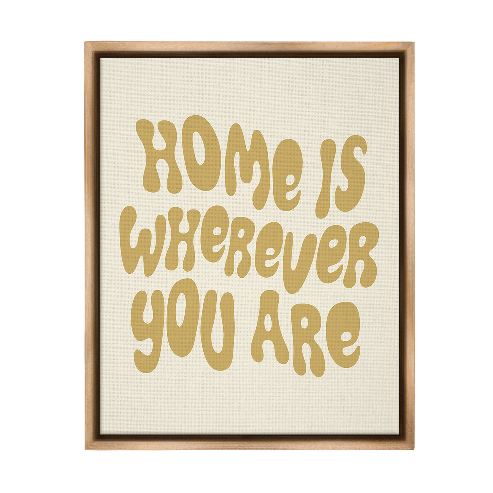 Stupell Industries Groovy Wherever You Are Typography Painting Brown Floater Framed Canvas Art Print Wall Art, 17 x 21