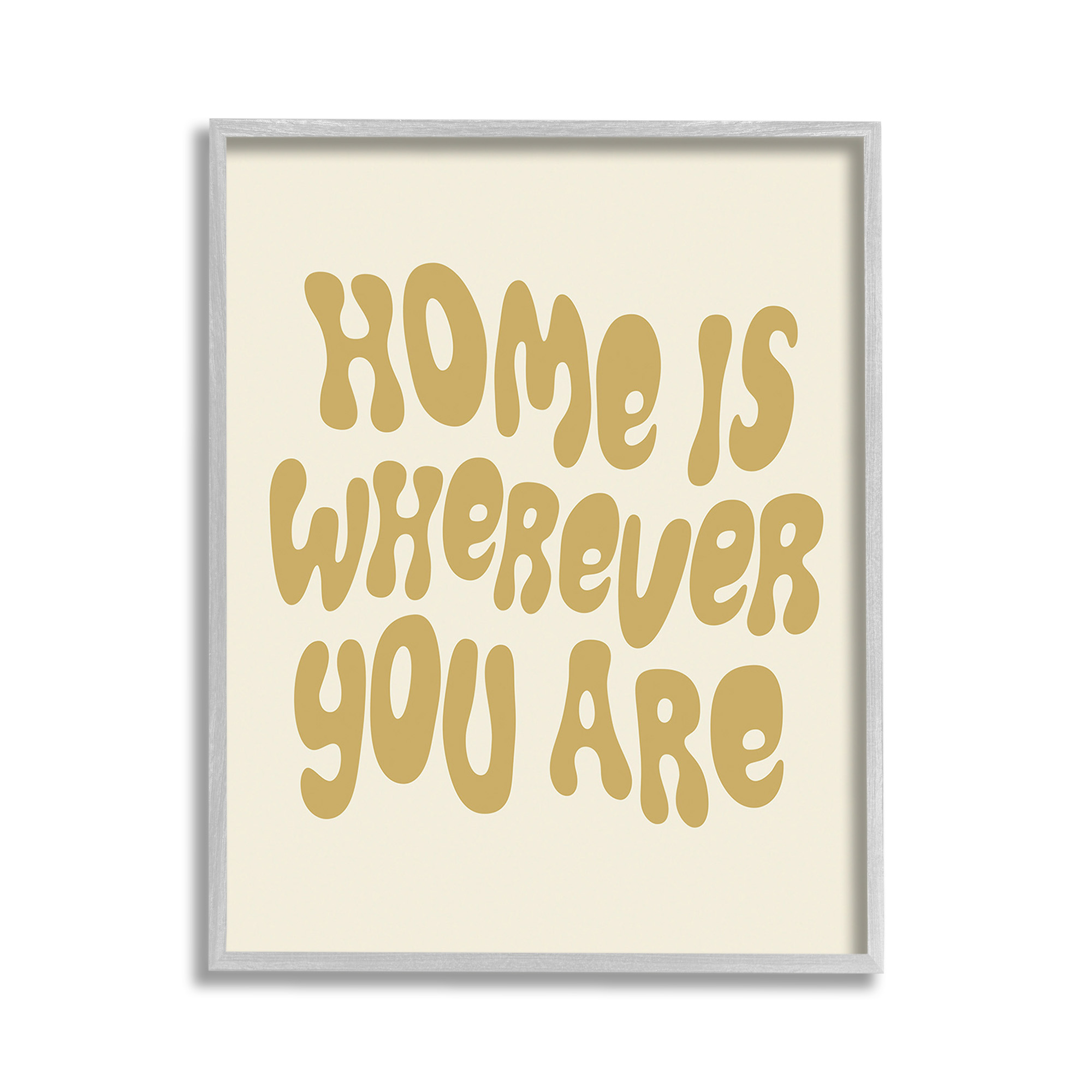 Stupell Industries Groovy Wherever You Are Typography Painting Gray Framed Art Print Wall Art, 11 x 14