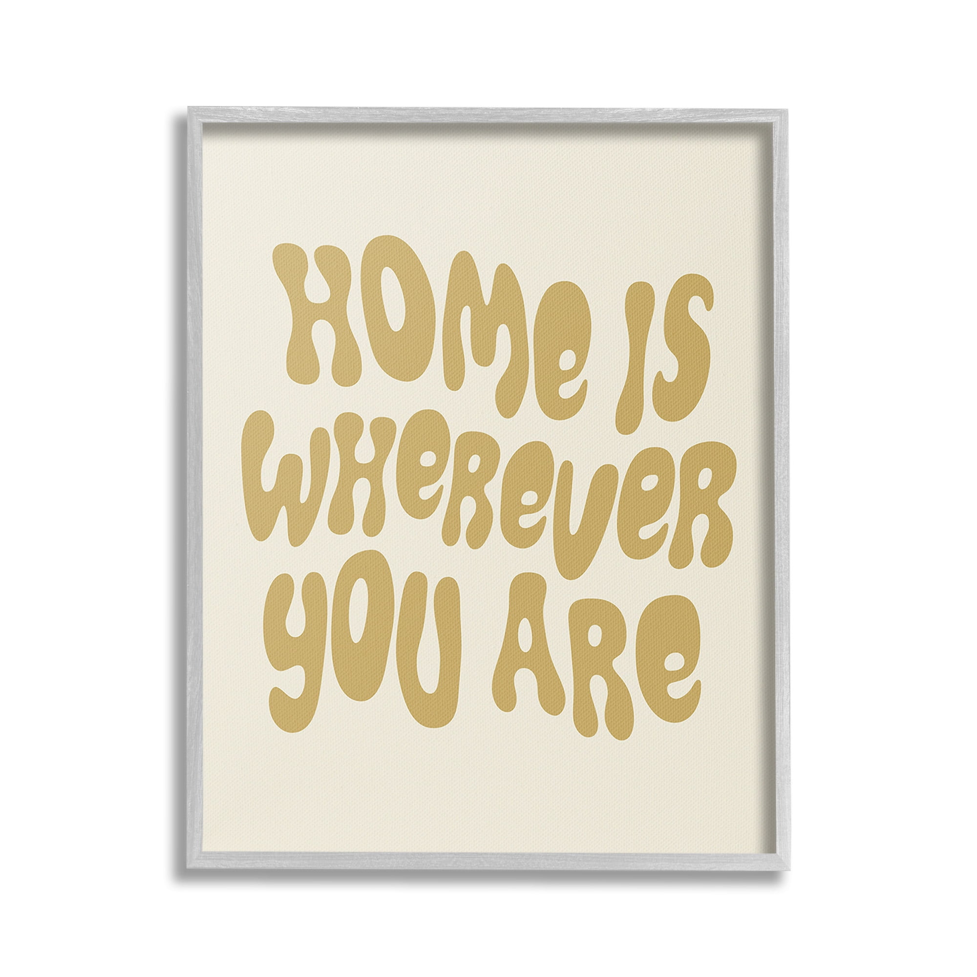 Stupell Industries Groovy Wherever You Are Typography Painting Gray Framed Art Print Wall Art, 16 x 20