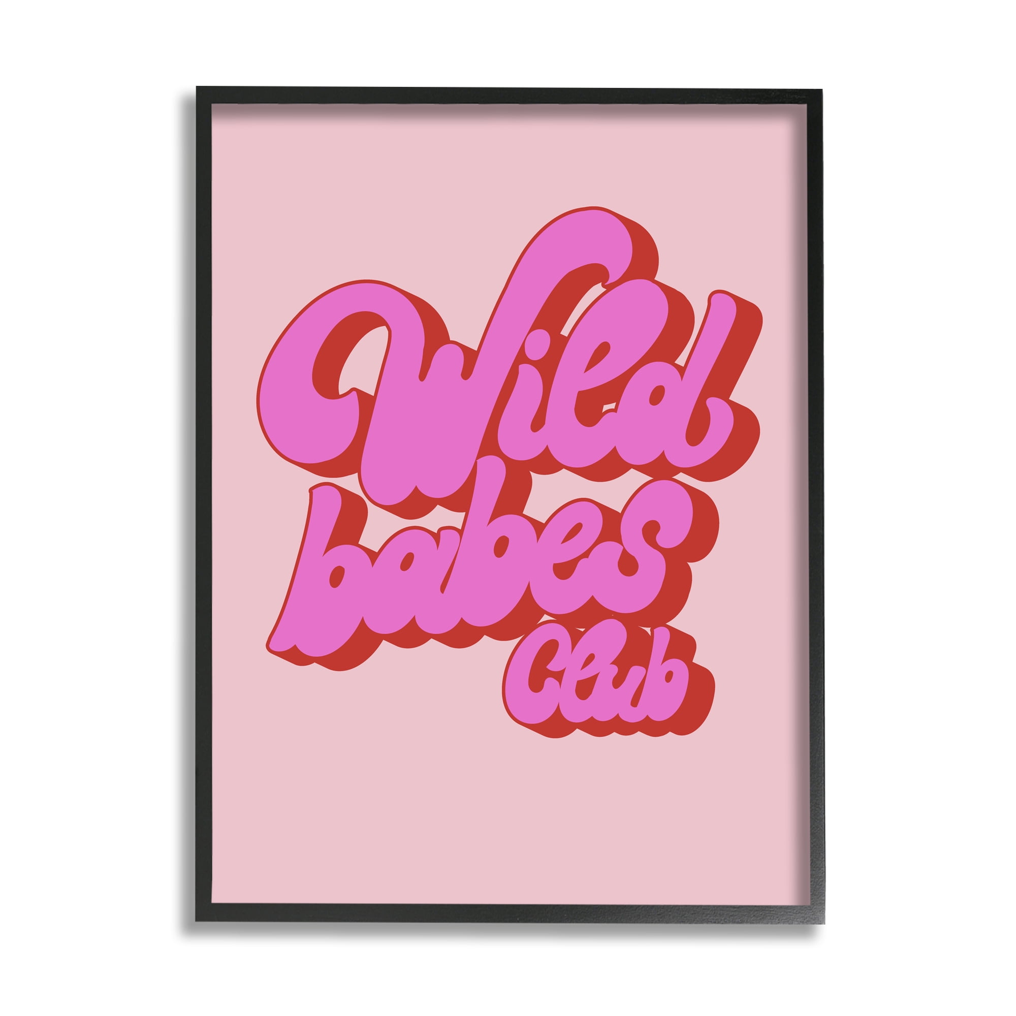 Stupell Industries Groovy Wild Babes Club Inspirational Painting Black Framed Art Print Wall Art, 16 x 20